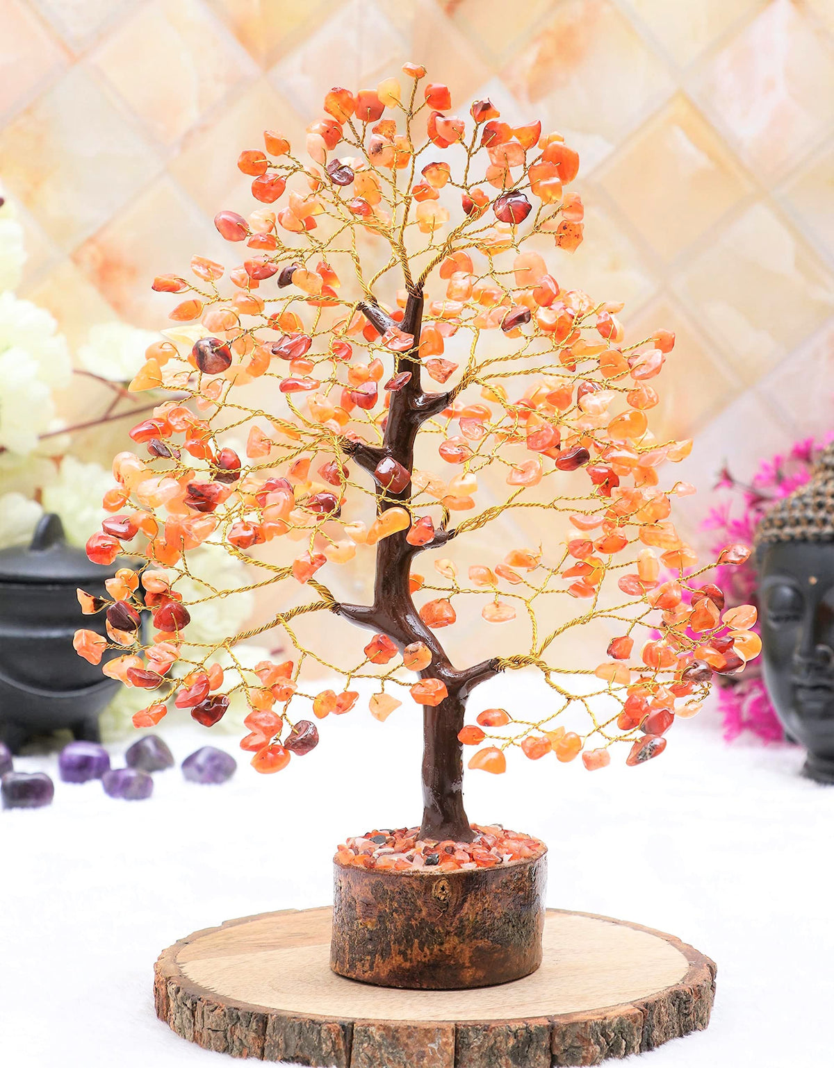 Crocon® Carnelian Crystals Tree, Birthday Gifts for Women, House Warming Gifts New Home Decor, Healing Crystals Spiritual Present, Birthday Gift for Mom, Orange Decor, Gemstones Money Tree Positivity