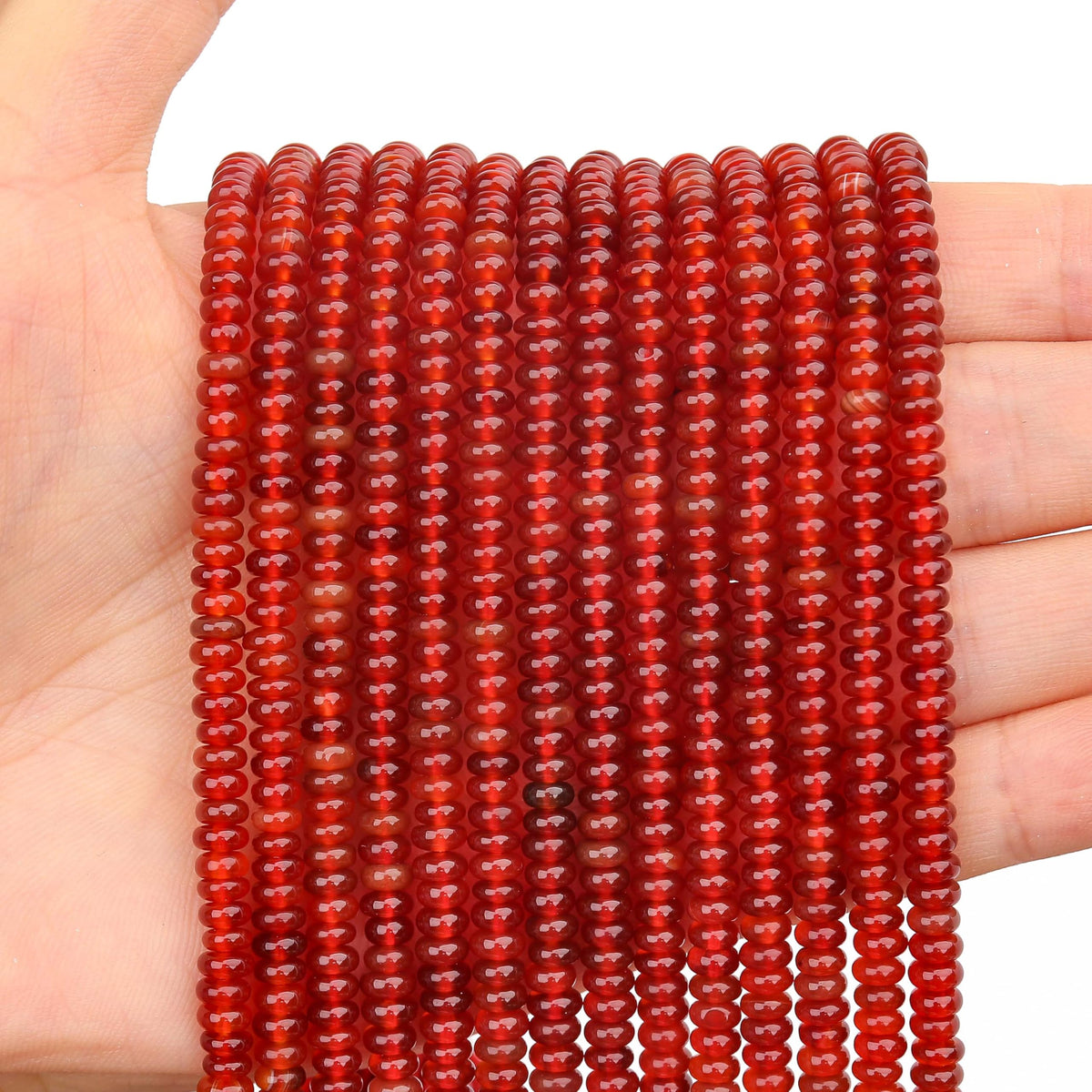 BONNY BOXX 1 Strand (150PCs) Natural 2 * 4mm Carnelian Rondelle Beads, Natural Abacus Disk Stone Beads Loose Spacer Gemstone for DIY Bracelet Necklace Jewelry Making