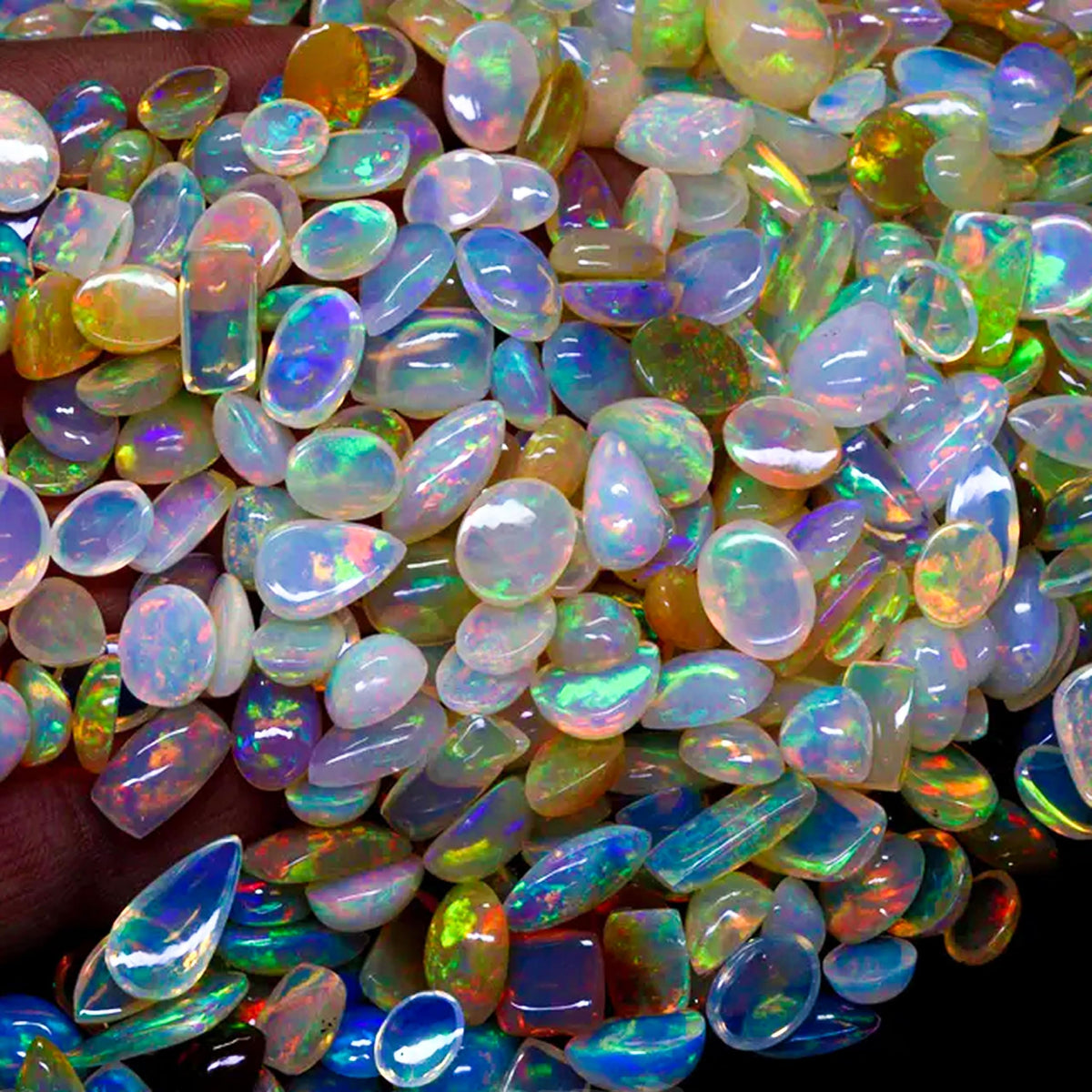 Natural 2 Cts Calibrated AAAA+ Ethiopian Opal Gemstones Cabochons Lot 4-6 MM Multi Fire Welo Opal Stones for Jewelry Making Supplies Healing Crystals Gems Loose Gemstones 7-10 Pcs