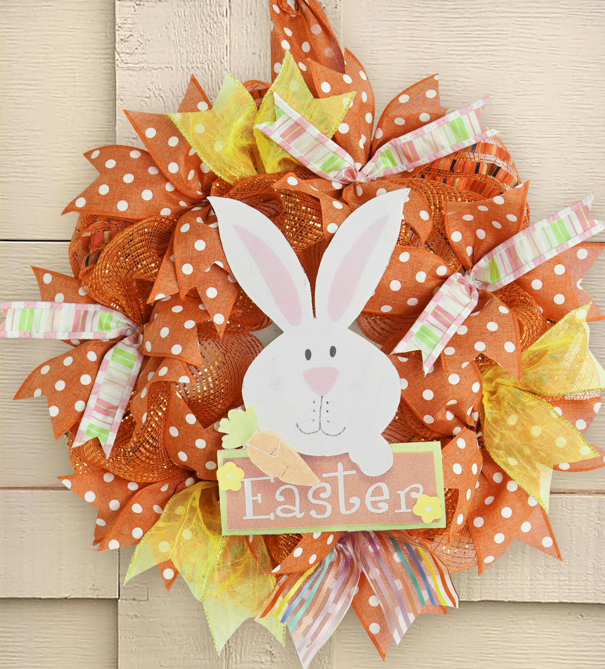 HUIHUANG Orange Polka Dot Wired Ribbon, 2.5 Inch X 10 Yards - Orange and White Dot With Wire Edge for Crafts, Fall Wreath Supplies, Gift Wrapping, Basket Bows, and Decor