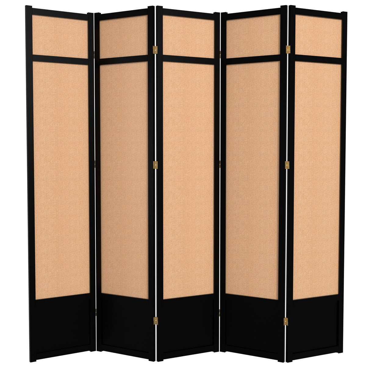 Red Lantern 7 ft. Tall Jute Shoji Screen - 5 Panel - Black