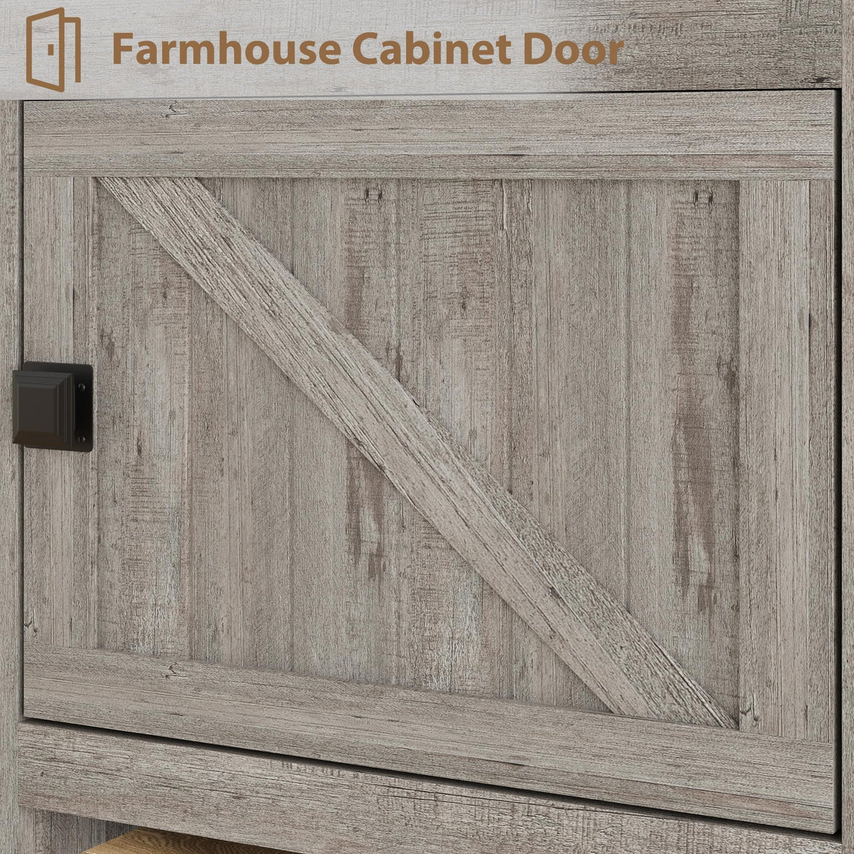 Farmhouse TV Stand for 75/80 Inch TVs, Long Entertainment Center with 4 Storage Drawers & 3 Open Shelf, Grey Television Consoles Stands for Living Room, Bedroom