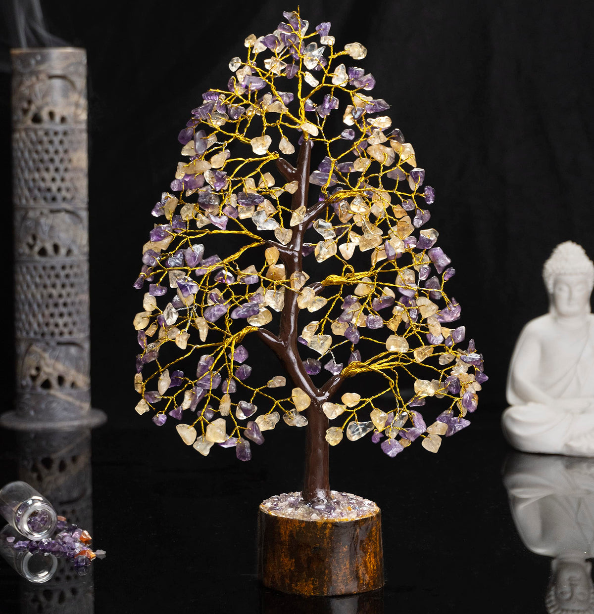 Crocon® Amethyst & Citrine Crystal Tree of Life, Gifts, Birthday Gifts for Women, House Warming Gift New Home Decor, Birthday Gift for Mom, Her Anniversary Presents, Unique Home Office Decor Idea