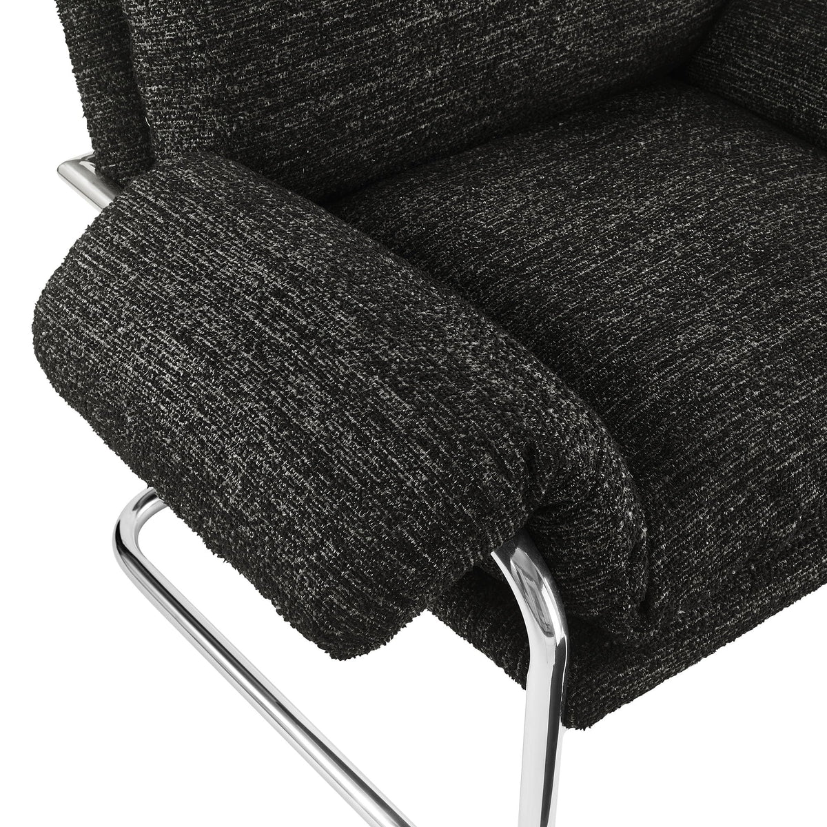 Modway Ansel Boucle Accent Chair in Charcoal - Fabric Lounge Chair for Living Room, Bedroom - Upholstered Corner Reading Chair with Arms and Removable Cushions
