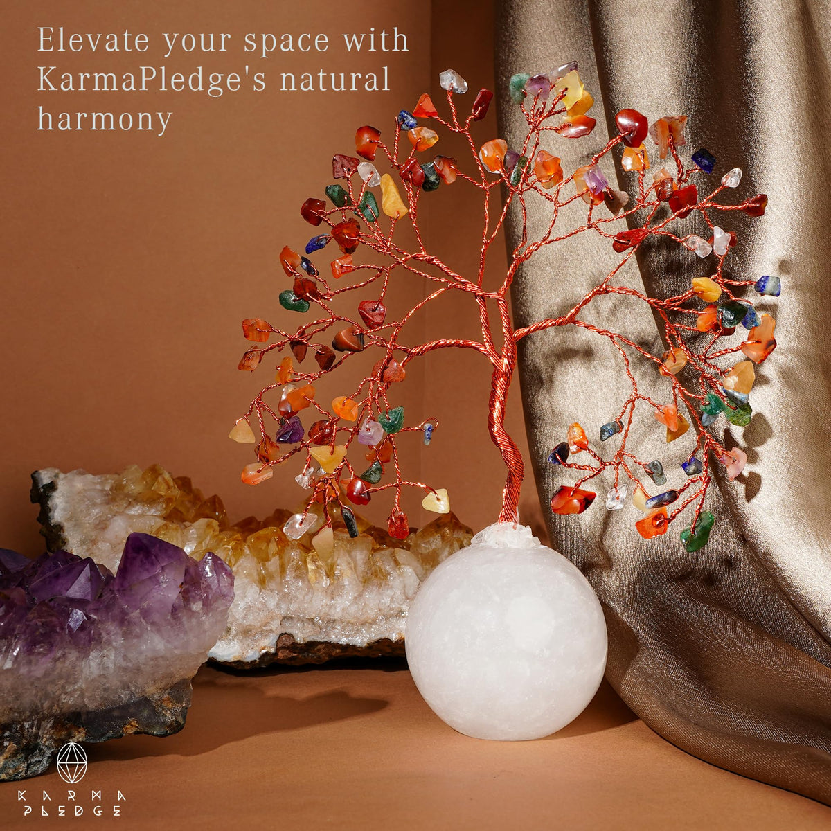 7 Chakra Crystal Tree of Life Birthday Gifts for Women, Handmade Home Decor, Office, Room Decoration, Reiki Healing Crystal Chakra Tree for Money, Positivity, Good Luck Gifts for Her, Mom & Dad