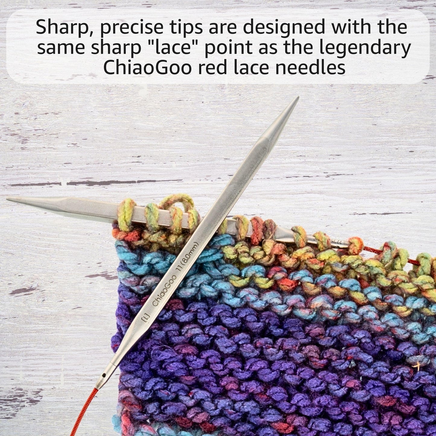ChiaoGoo Quads 5 in. (13cm) US 8 (5 mm) Interchangeable Circular Knitting Needle Tips Stainless Steel [S] (uses Small Cables) with Stitch Holder