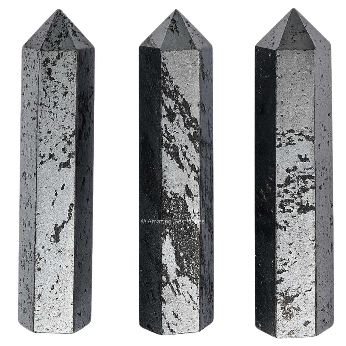 Amazing Gemstone Hematite Crystal Points Bulk Healing Crystals - Pack of 3 Single Terminated Healing Wand Point Bulk Crystals for Crafts, Crystal Grid, DIY Work - Premium Crystals for Beginners Gifts