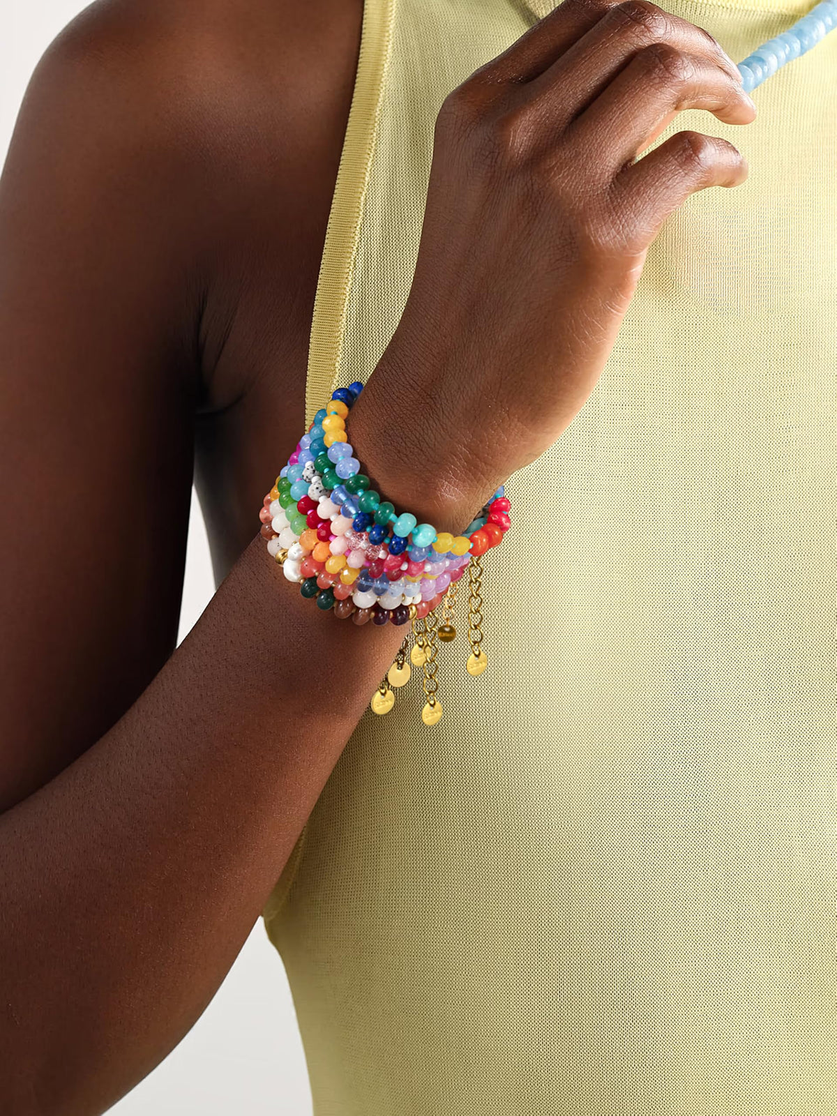 Badu Gemstone Beaded Bracelet for Women Colorful Natural Stone Freshwater Pearl Surfer Beach Rainbow Bracelet Jewelry Gift