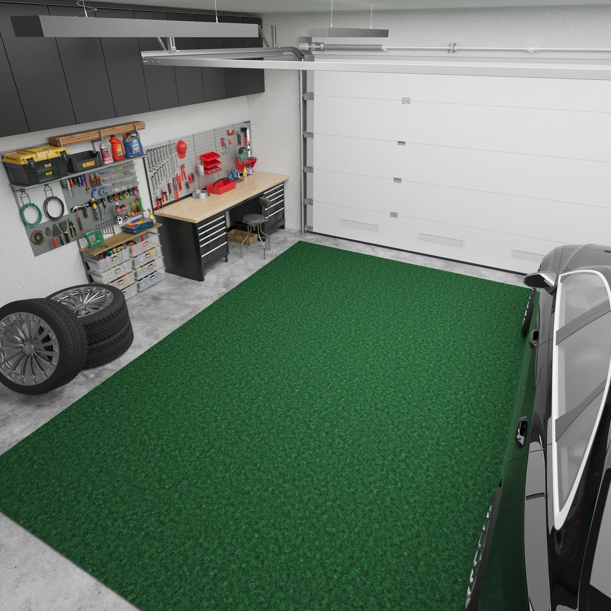 Ottomanson 6'6" x 51' Hallway Runner - Extra Durable Non-Slip Rug Mat for Indoor & Outdoor Use - Ideal for Kitchen, Entryway & Garage - High-Traffic Carpet, Green