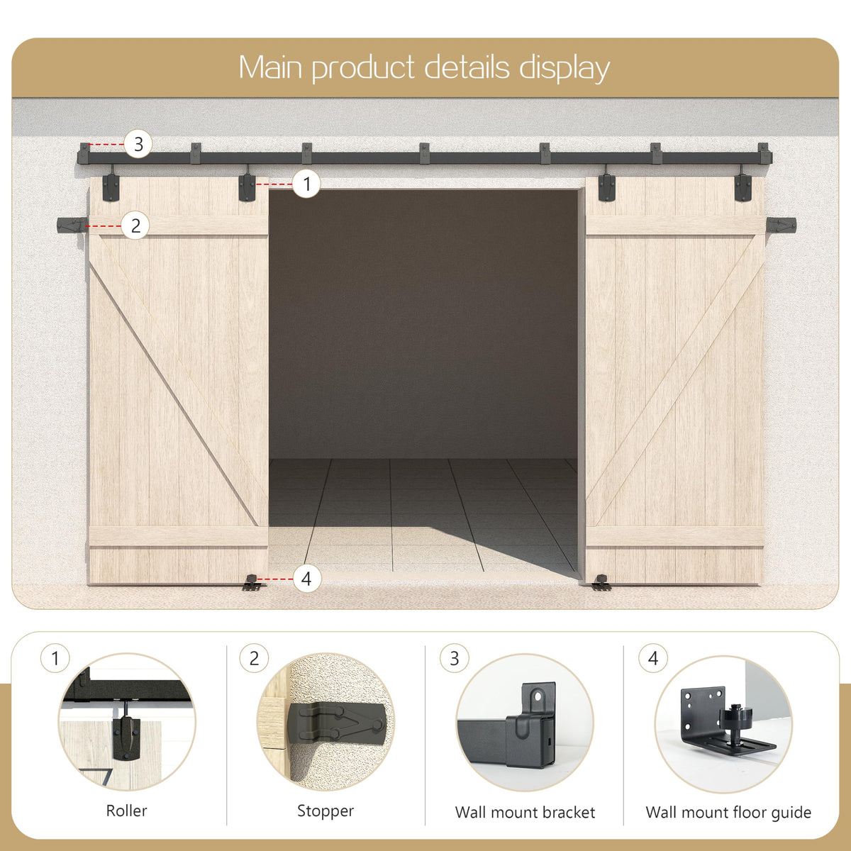 HARDJULAN 20FT Heavy Duty Box Rail Exterior Sliding Barn Door Hardware Kit, 450 lbs Capacity, Black Powder Coated Finish,Kit for Outdoor,Fit MAX 2 X Door Width 120in