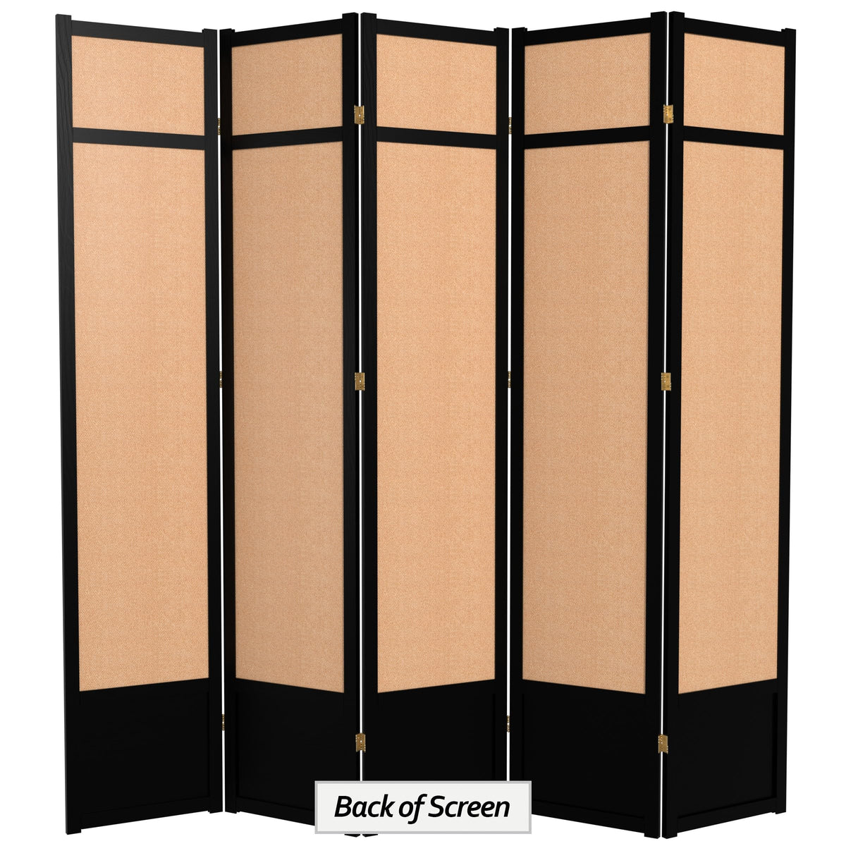 Red Lantern 7 ft. Tall Jute Shoji Screen - 5 Panel - Black
