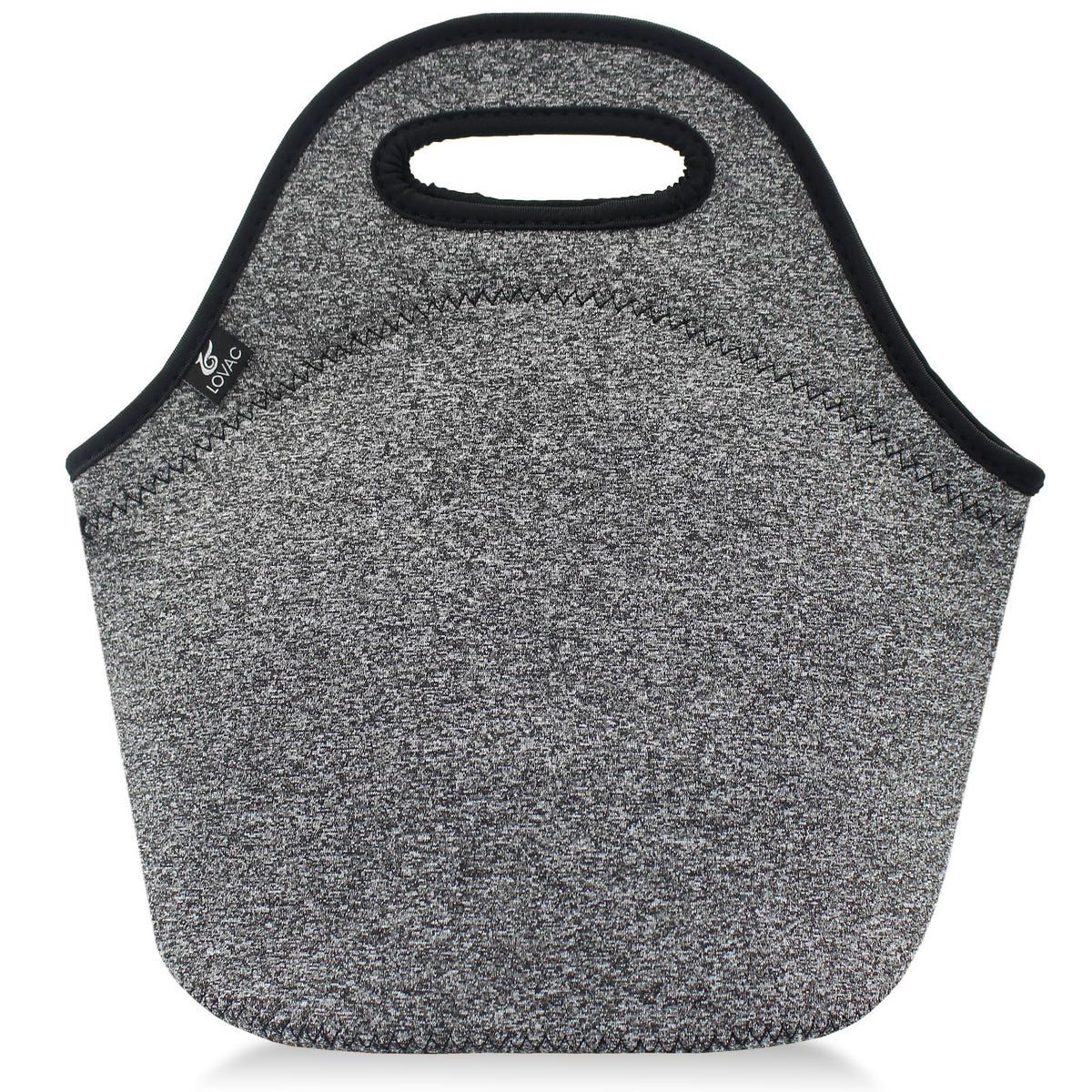 LOVAC Insulated Neoprene Lunch Bag for Men,Reusable Lunch Tote,Durable and Waterproof Lunch Bags,Soft and Lightweight (Black-Grey)