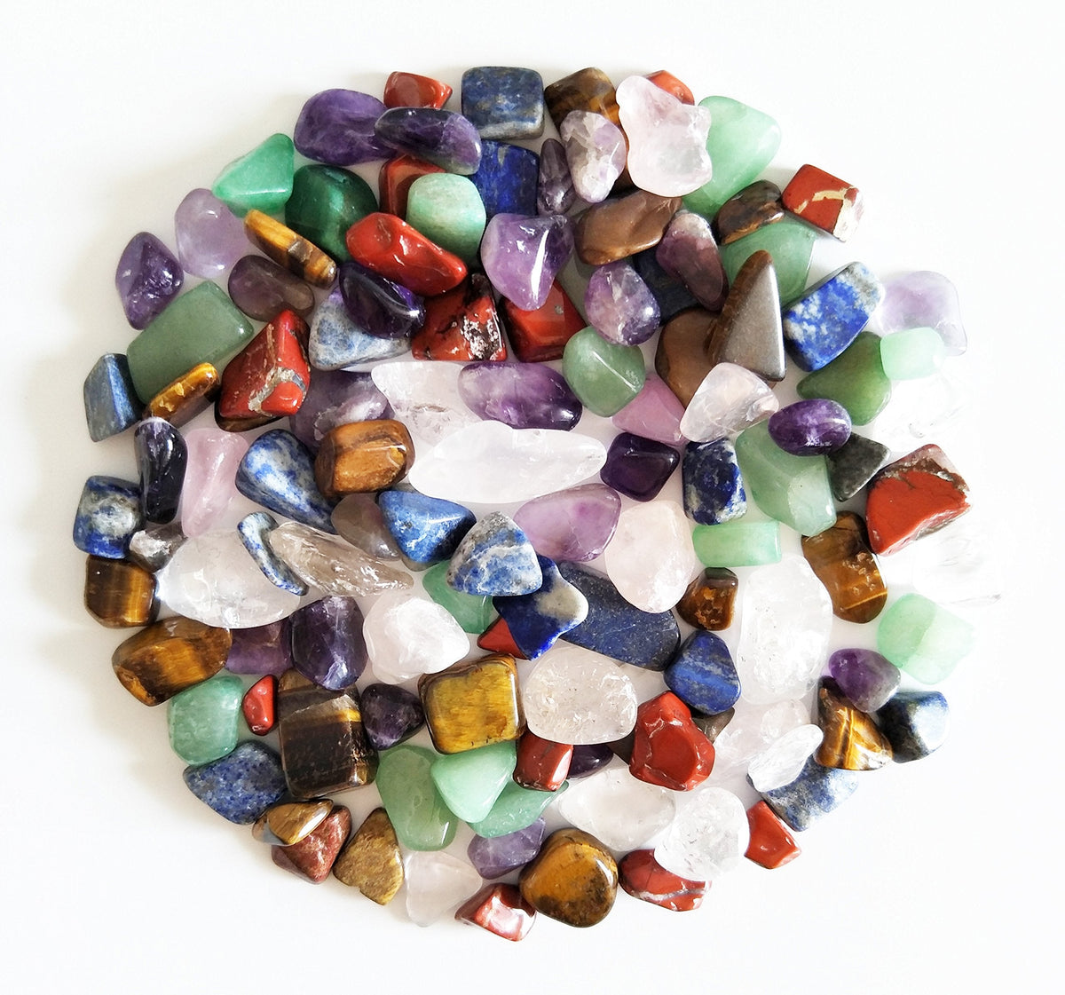 Mina Heal Chakra Stones Collection, Tumbled and Polished Natural Crystas, Mixed 7 Chakra Stones for Meditation, Energy Balance and Decorative Use (160g 15-25mm)