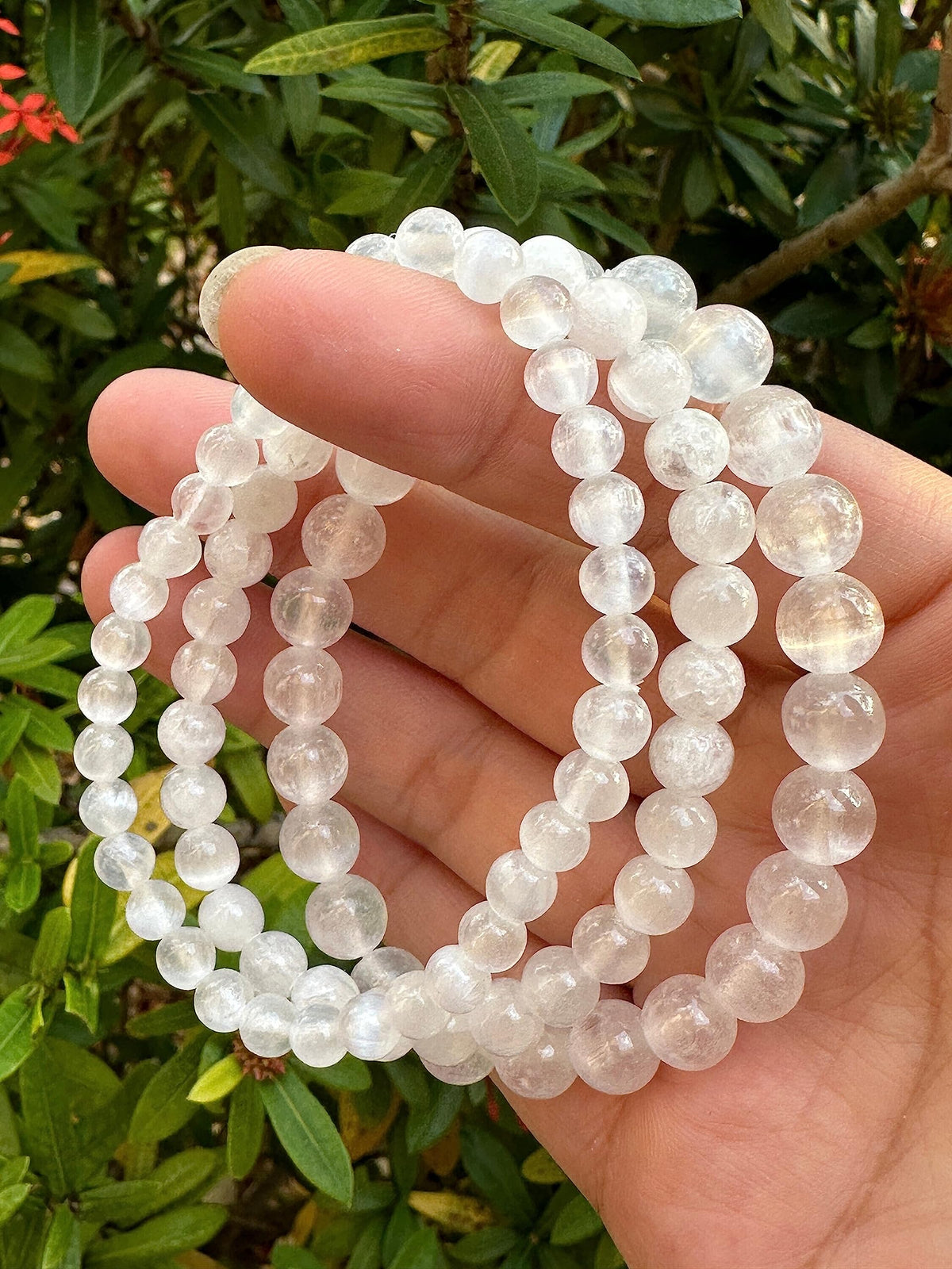 GAF TREASURES Selenite Crystal Bead Bracelet 8mm, Genuine Selenite Stretch Gemstone Bracelet, Healing Crystal Bracelet, Gift for Men & Women (1)