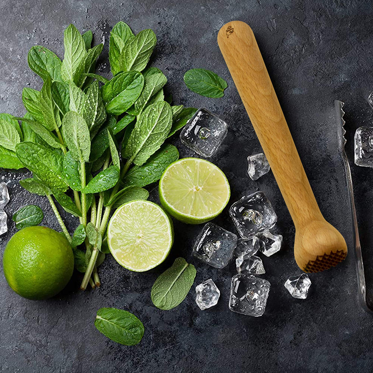 efo Wooden Muddler for Cocktails – Durable Wood Ice Crusher – Stylish Wooden Mojito Muddler Bar Tool – Handy Cocktail Muddler- Perfect Masher Kitchen Tool for Garlic Avocado Herbs and Fruits