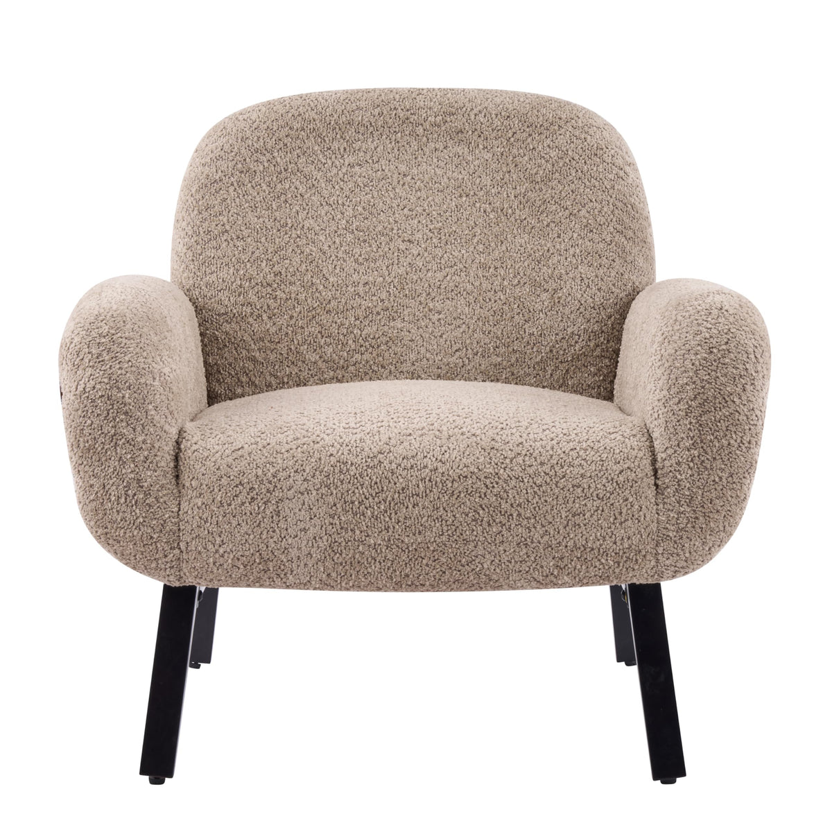 Christopher Knight Home Audrey Boucle Upholstered Accent Chair, Living Room Low Profile Armchair, Solid Wood Comfy Reading Chair, Modern Single Lounge Sofa, Light Camel