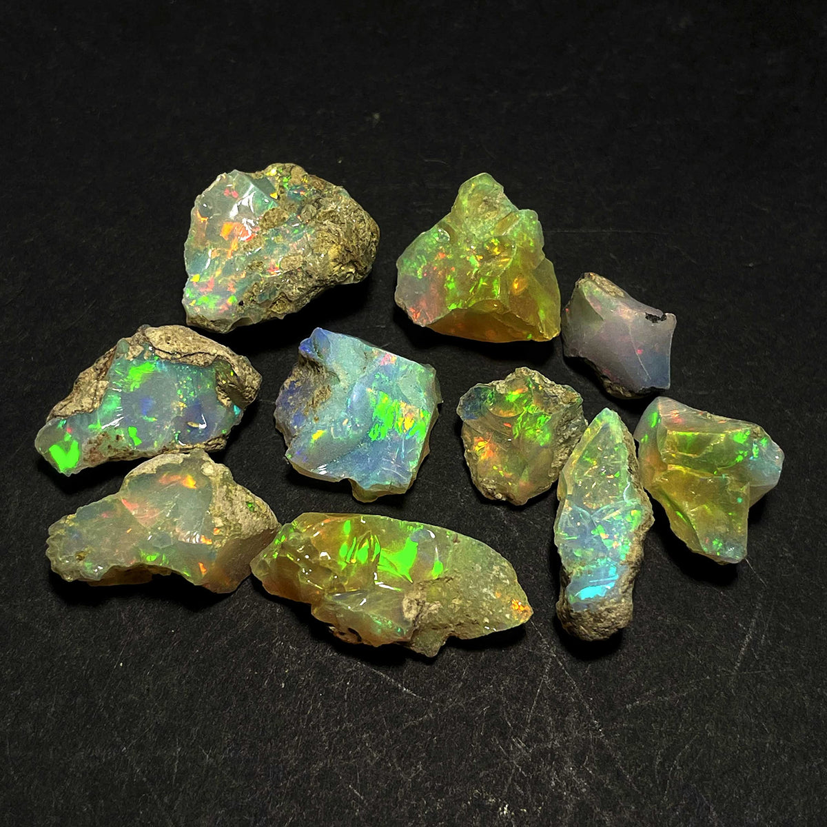 GEMWORLDJAIPUR AAA Quality Natural Ethiopian Opal Jumbo Fire Rough 25 Carats 5-8 Pcs, Natural Opal Gemstones Raw For cutting cabbing polishing DIY art and craft, 10-15 MM, White