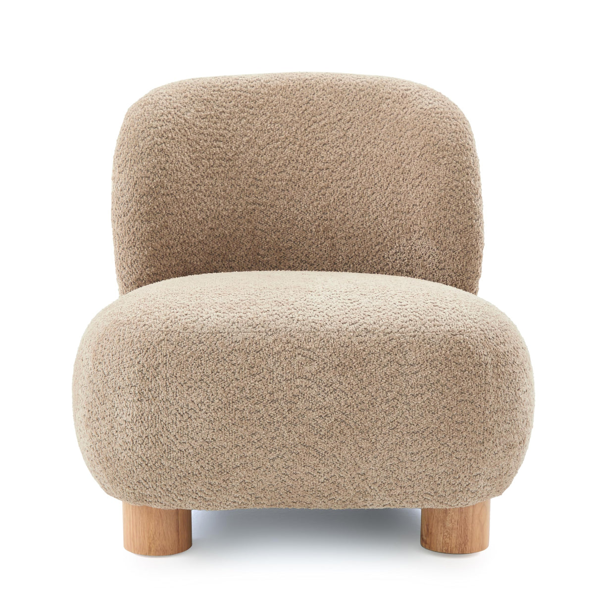 GDFStudio Modern Low Profile Accent Chair for Living Room, Boucle Upholstered Armless Chair with Rubberwood Legs, Comfy Lounge Armchair, Plush Cloud-Like Seating for Bedroom, Light Brown