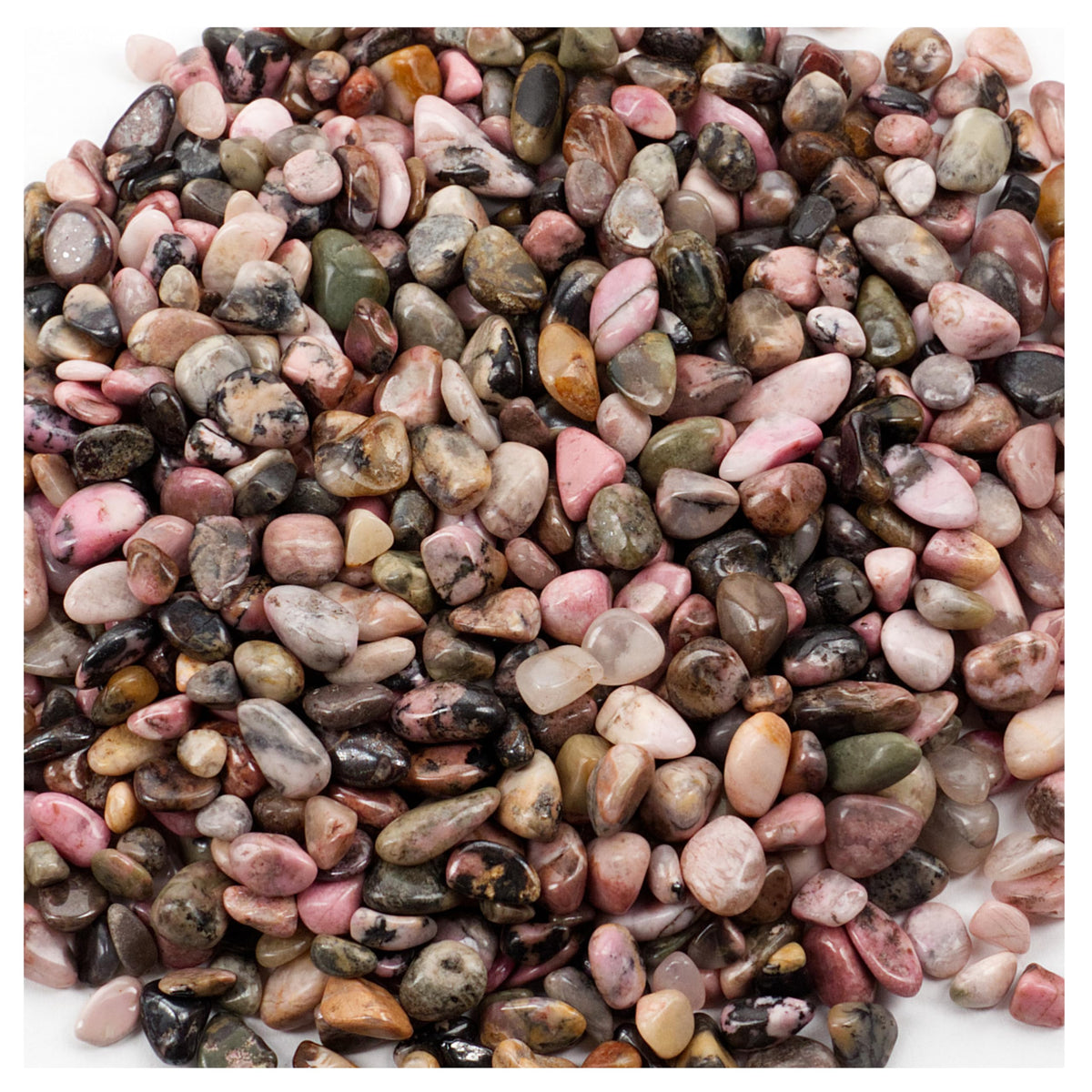 Cherry Tree Collection 1/2 Pound Polished Tumbled Gemstone Chips, Pebbles, Crystal Chips Bulk for Jewelry Making, Healing, Plants, Succulents, Aquariums, Decoration, Chakra (Rhodonite)