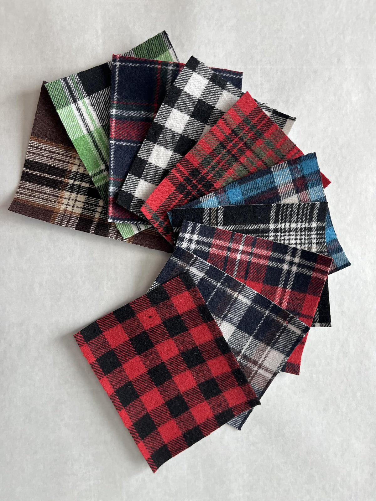Inside/Outside Decorative Fabric Iron On Patches-Handmade in the USA - Set of 10 (Plaid 2-4" x 5")