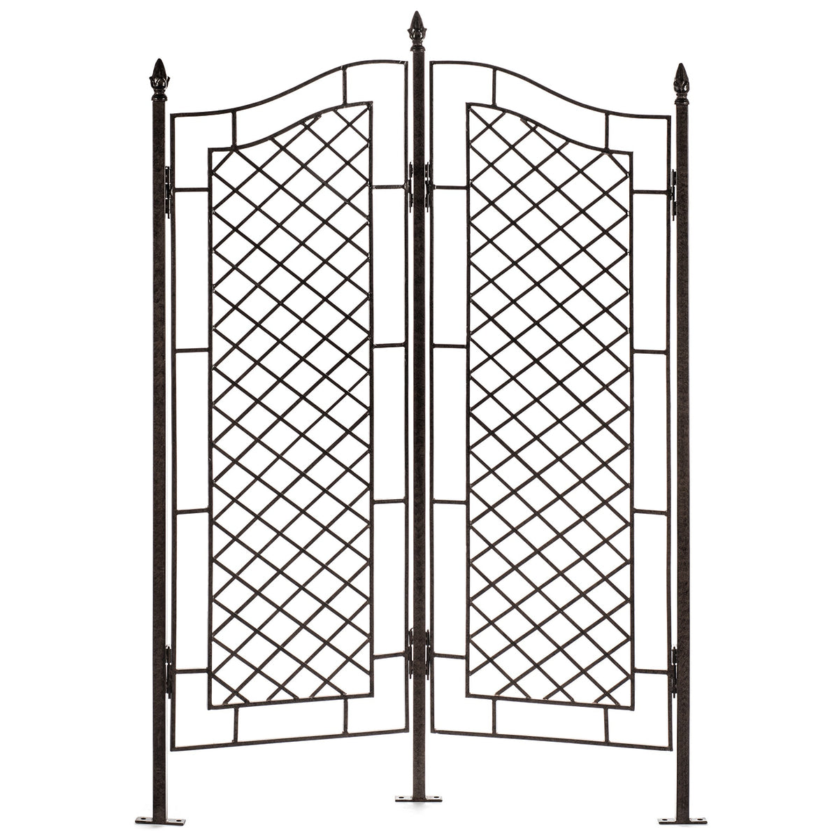 H Potter Large 2-Panel Garden Trellis 72" Installed Height, 75 lb Heavy Iron Privacy Screen, Freestanding Metal Outdoor Landscape Structure GAR573