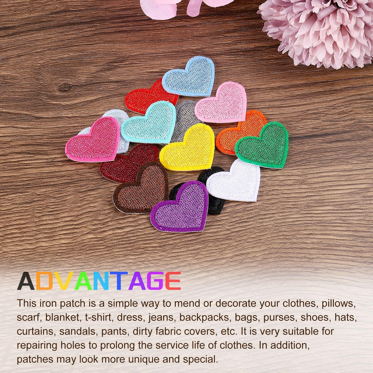 MECCANIXITY Heart Shaped Iron on Patches 7x6.8cm Embroidered Sew Patches Appliques Garment Embellishments for Clothing Repair Backpack Shoes Decoration White 30Pcs