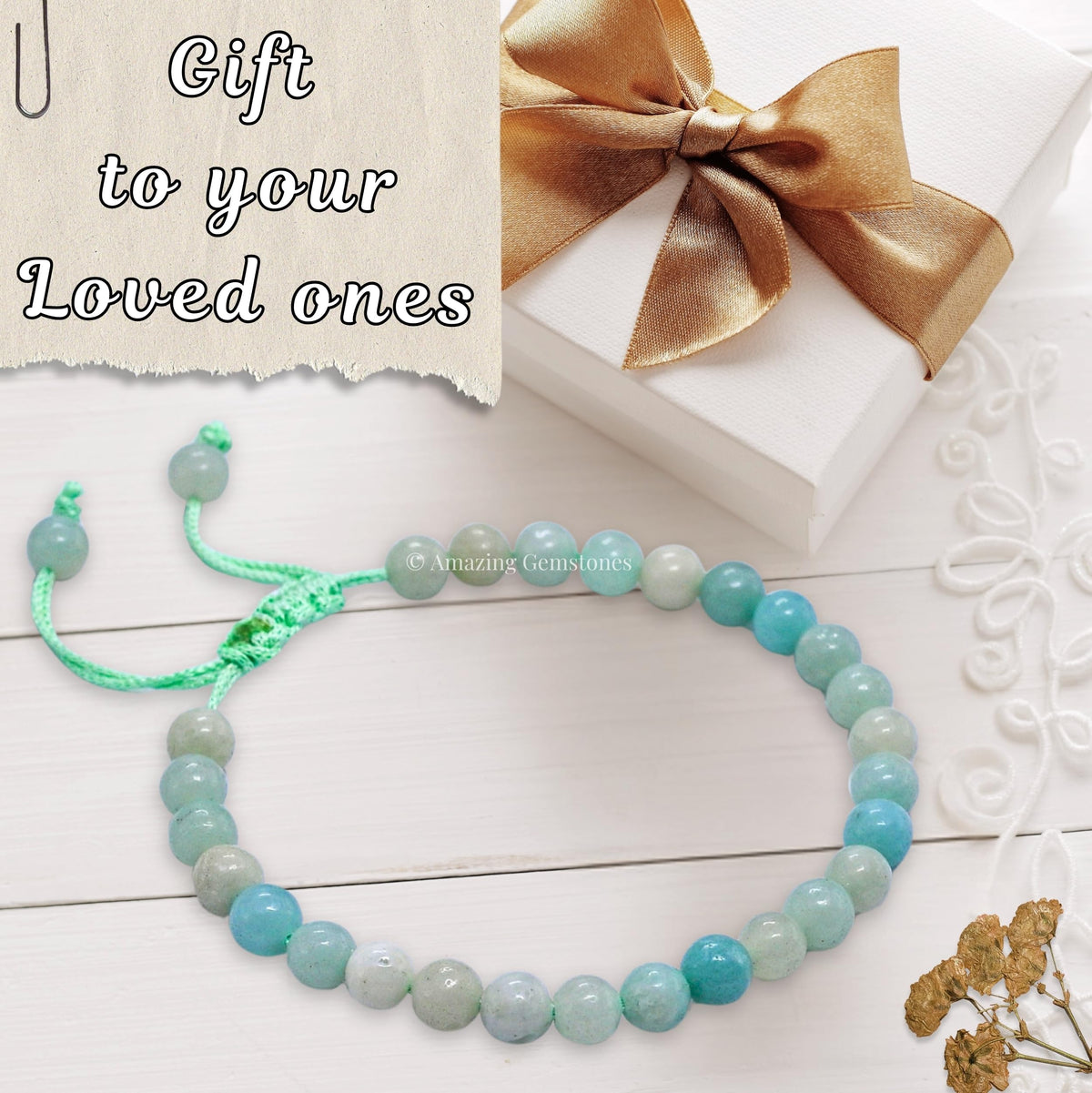 Amazing Gemstone Amazonite Bracelet for Women Men's Gifts - Protection Healing Crystal Bracelet - 6mm Gemstone Beaded Adjustable Bracelet Pulseras Para Hombres Mujer Stocking Stuffers