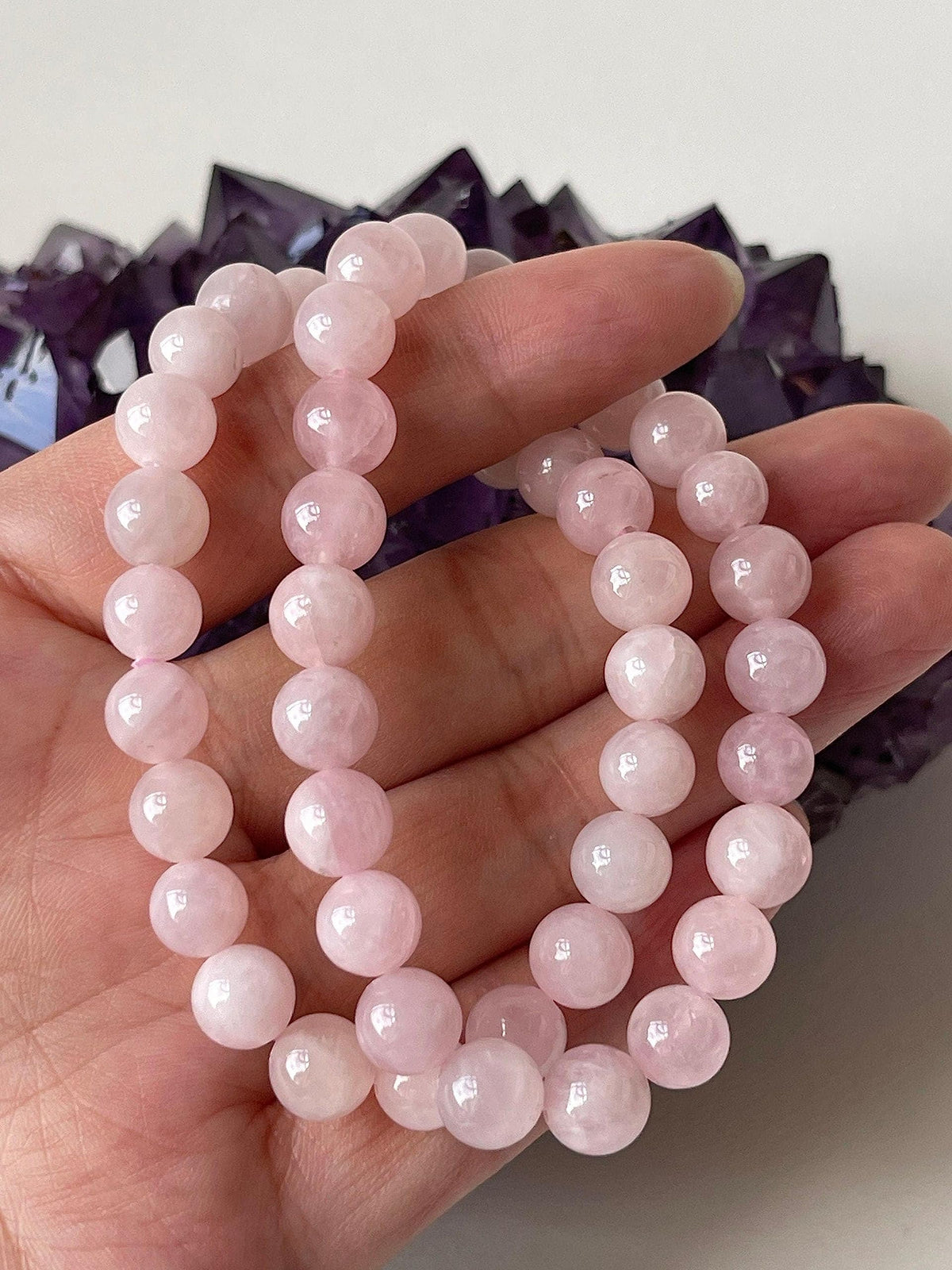 GAF TREASURES Rose Quartz Crystal Bead Bracelet, Genuine Rose Quartz Bracelet, Healing Crystal Bracelet Gift for Men & Women (1)