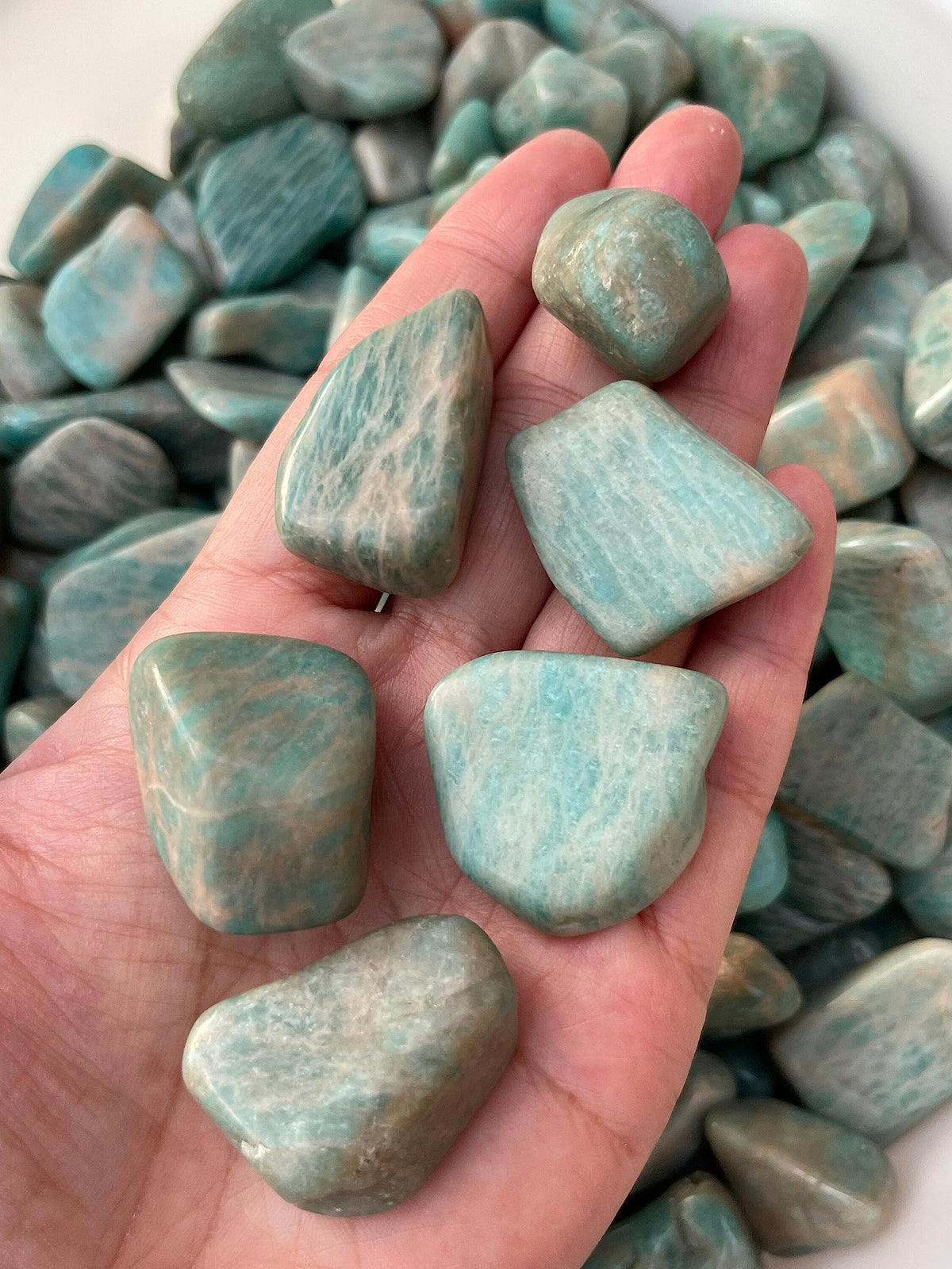 WHOLESALE Amazonite Tumbled Stones, Polished Amazonite Gemstone, Amazonite Polished Rocks (Amazonite, 0.25 Pound)