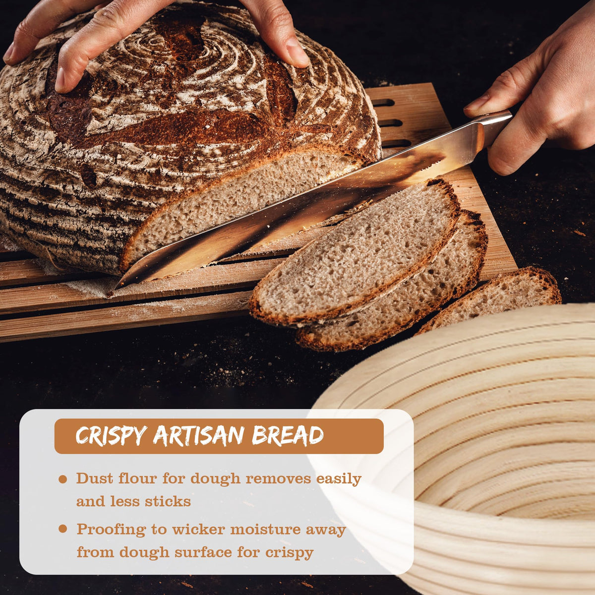 Banneton Bread Proofing Basket Set Of 2-9 Inch Sourdough Basket for Home Bakers, Bread Basket, Banneton basket For Artisan Bread making, Handmade Rattan Banneton Basket With Liners