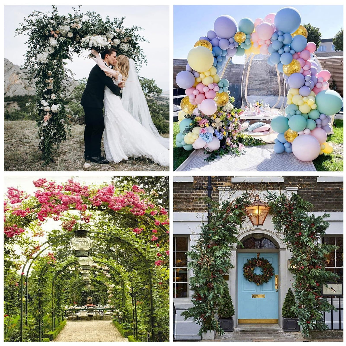 Metal Garden Arch Wedding Pergola Trellis for Climbing Plants Ideal for Roses & Bridal Party Backdrop Stand Flower Arch Arbor for Events (Size: 180x220x40CM/5.9x7.2x1.3ft)