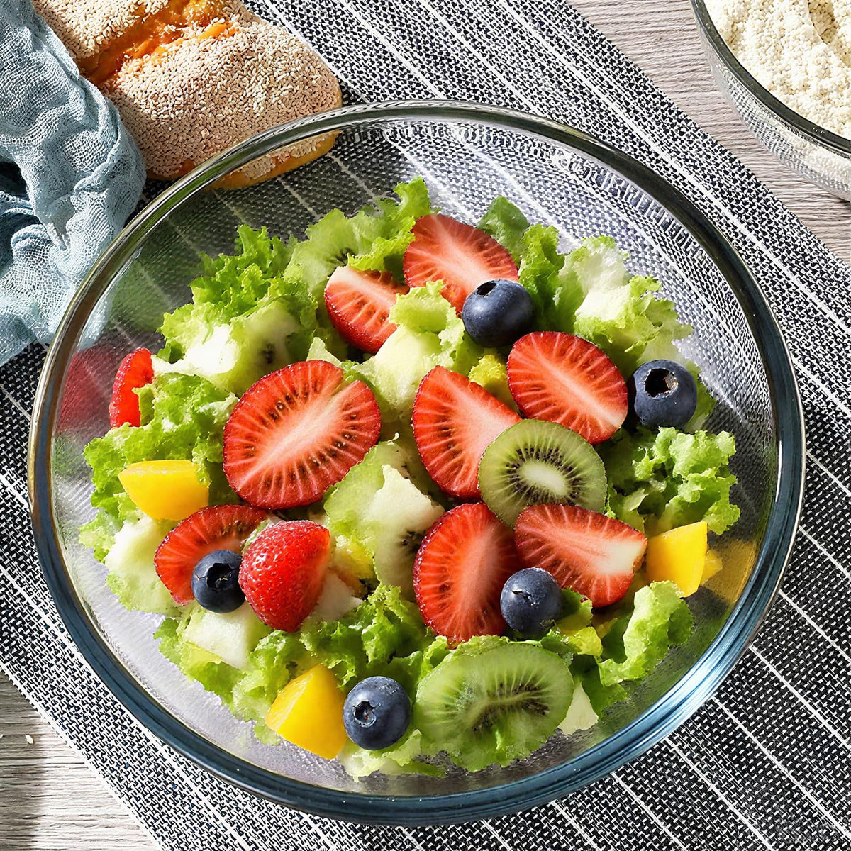 Yuixoseu 6.5 Quart Large Glass Mixing Bowls, Clear Glass Salad Bowls for Cooking, Salad Mixing, Fruit Bread Storage, Dishwasher, Microwave and Freezer