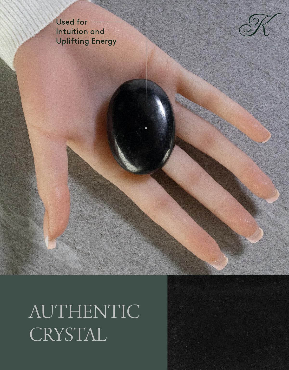 KALIFANO Shungite Palm Stone with Healing & Calming Effects - AAA+ High Energy Piedra de Shungita Reiki Worry Crystal Used for EMF Protection and Rejuvenation (Information Card Included)