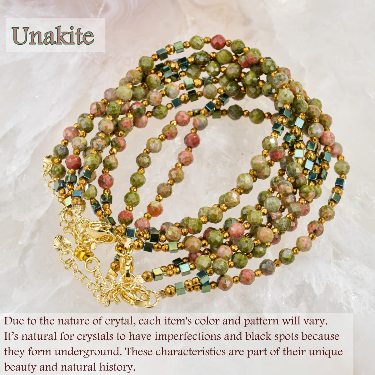Farfume Unakite - Balance - Crystal Beaded Bracelets, Chakra 4mm Natural Stone Beads Bracelets, Gemstone Spiritual Jewelry Gifts for Mother's Day