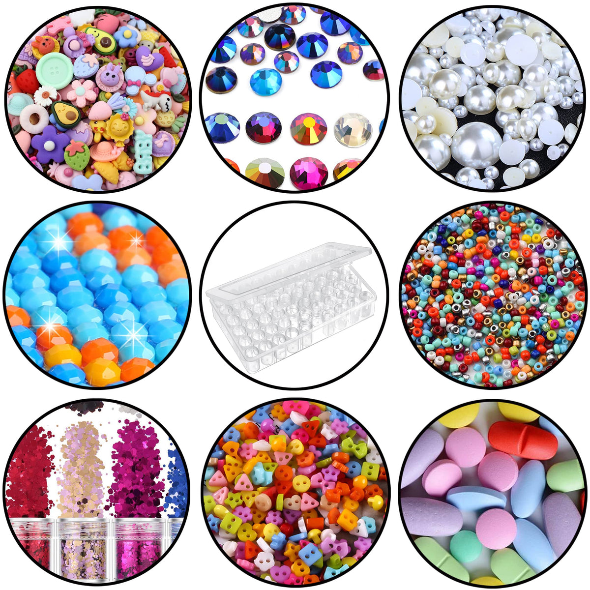 Notgia 2packs 60 Grids Bead Organizer and Storage Diamond Painting Containers Portable Plastic Case Box Arts Crafts Storage for Seeds Beads Sewing Cosmetic Nail Glitter Powder Small Parts Rhinestones