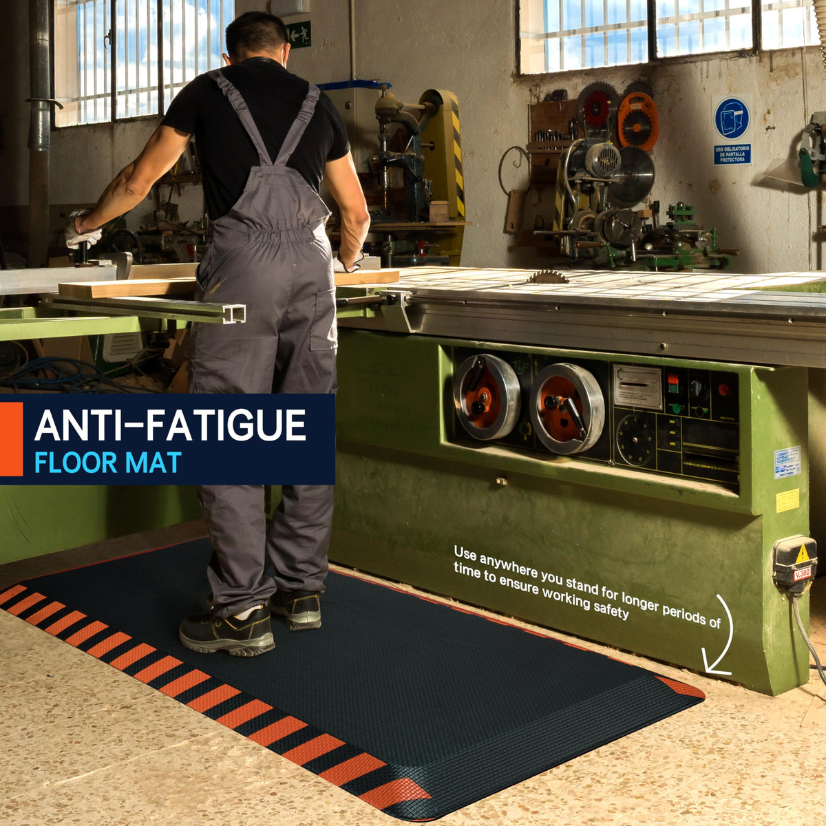 FEATOL Anti Fatigue Mat Industrial, Ergonomic Standing Floor Mat for Work for Stand -Safety Support for Leg & Back Pain(Orange Border, 20" x 32", 1PC)