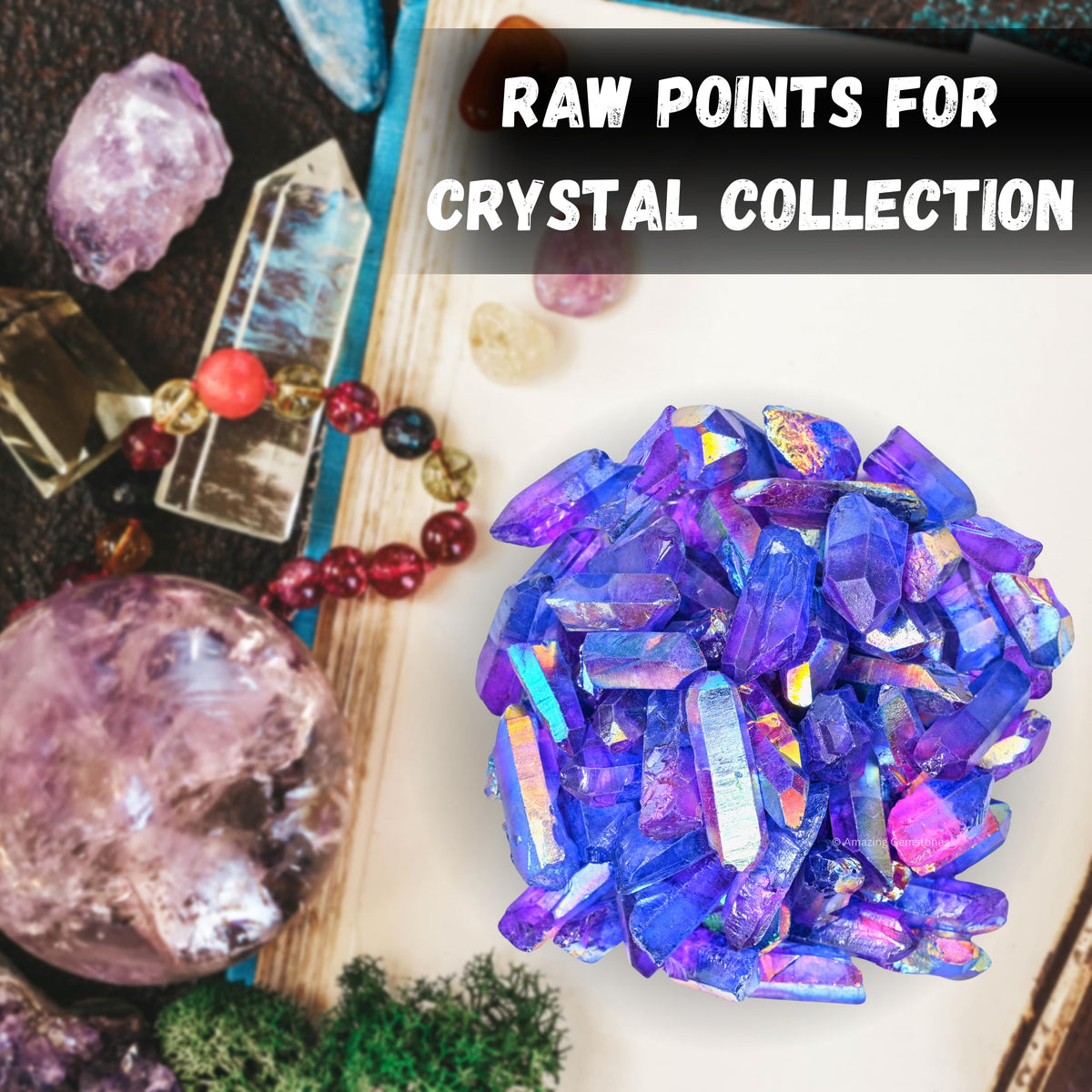Amazing Gemstone Amethyst Aura Quartz Raw Crystals Point and Healing Stones, Natural Rocks for Meditation and DIY Raw Stones and Crystals (1 lb)