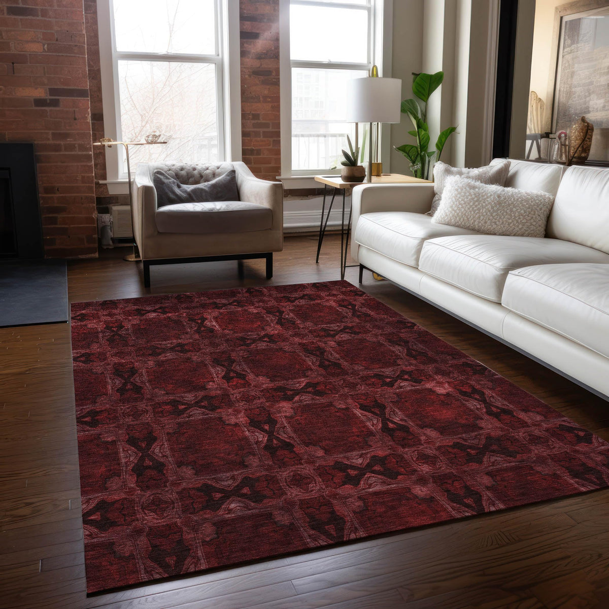 Addison Rugs Chantille ACN564 Red 9' x 12 Indoor Outdoor Area Rug, Stain Resistant, Machine Washable, Non Shedding, Bedroom, Living Room, Dining Room, Kitchen Rug