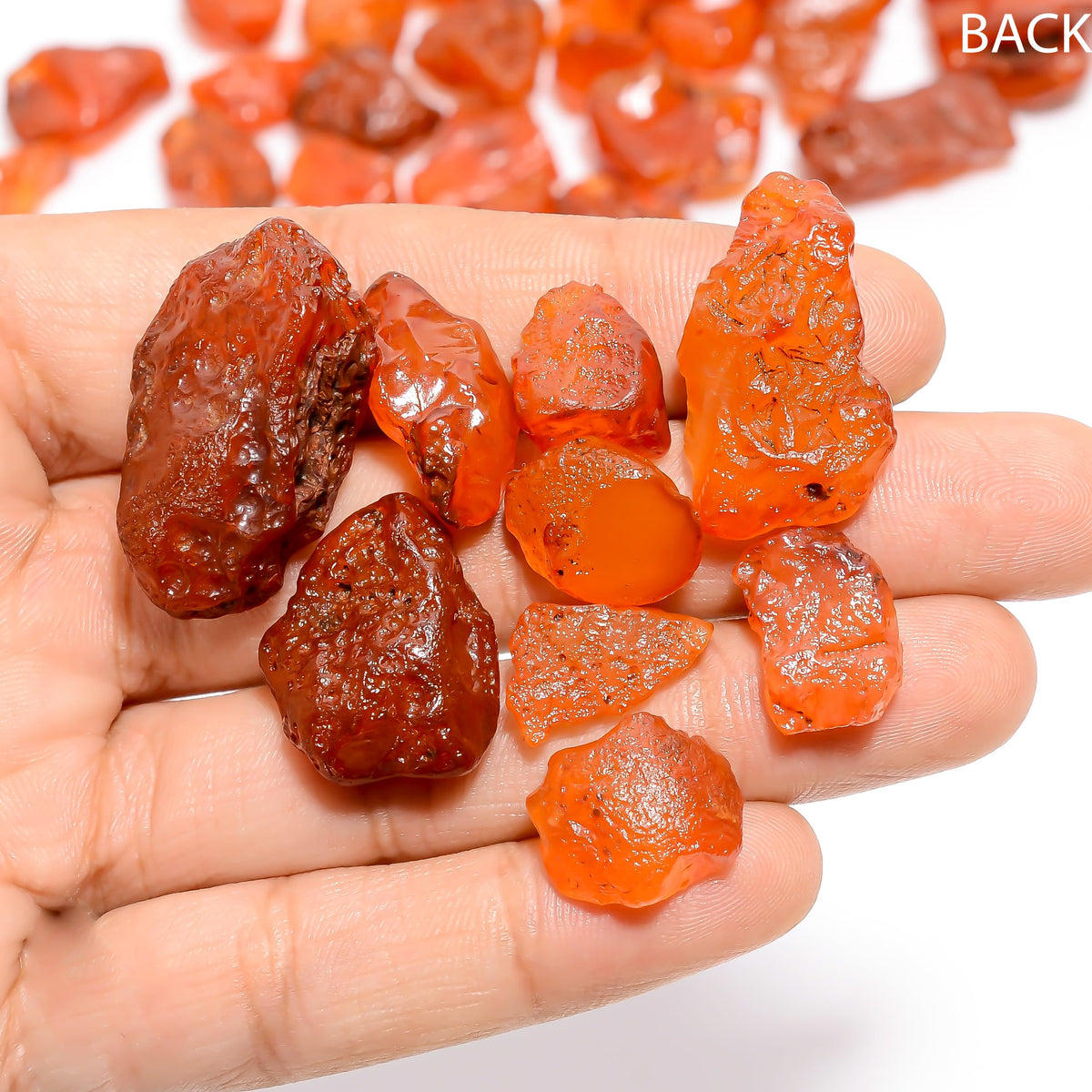 GEMKORA 100 carats Raw Carnelian Rough Gemstone, Natural Crystals, Healing Stones, Wholesale Lot, Jewelry Making Supply, 14 to 20 mm, 8 to 10pcs