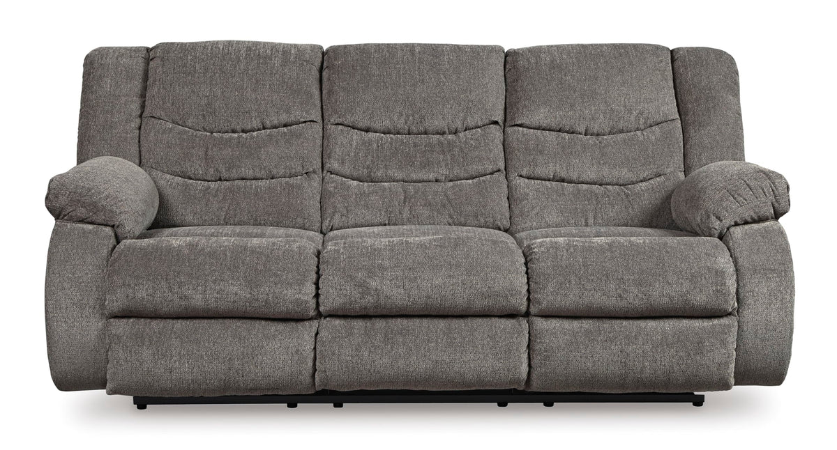 Signature Design by Ashley Tulen Modern Manual Pull Tab Reclining Sofa, Dark Gray