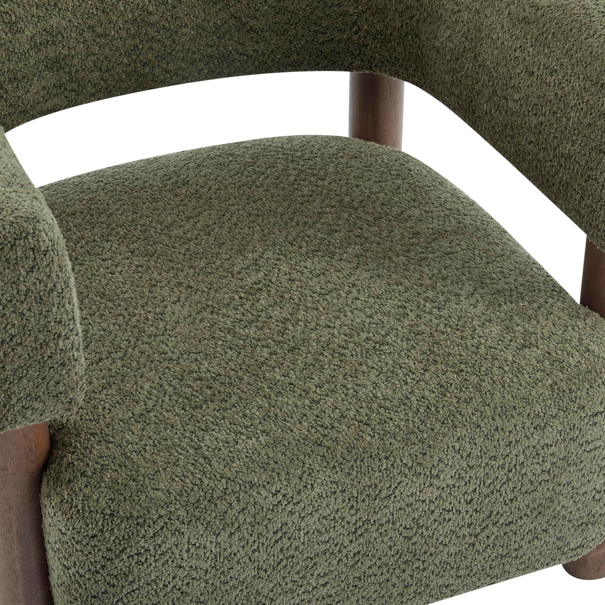Christopher Knight Home Carly Low Profile Accent Chair, Round Backrest Side Chair, Living Room Armchair with Boucle Fabric Cushion,Comfy Reading Chair for Bedroom,Wooden Single Lounge Sofa,Olive Green