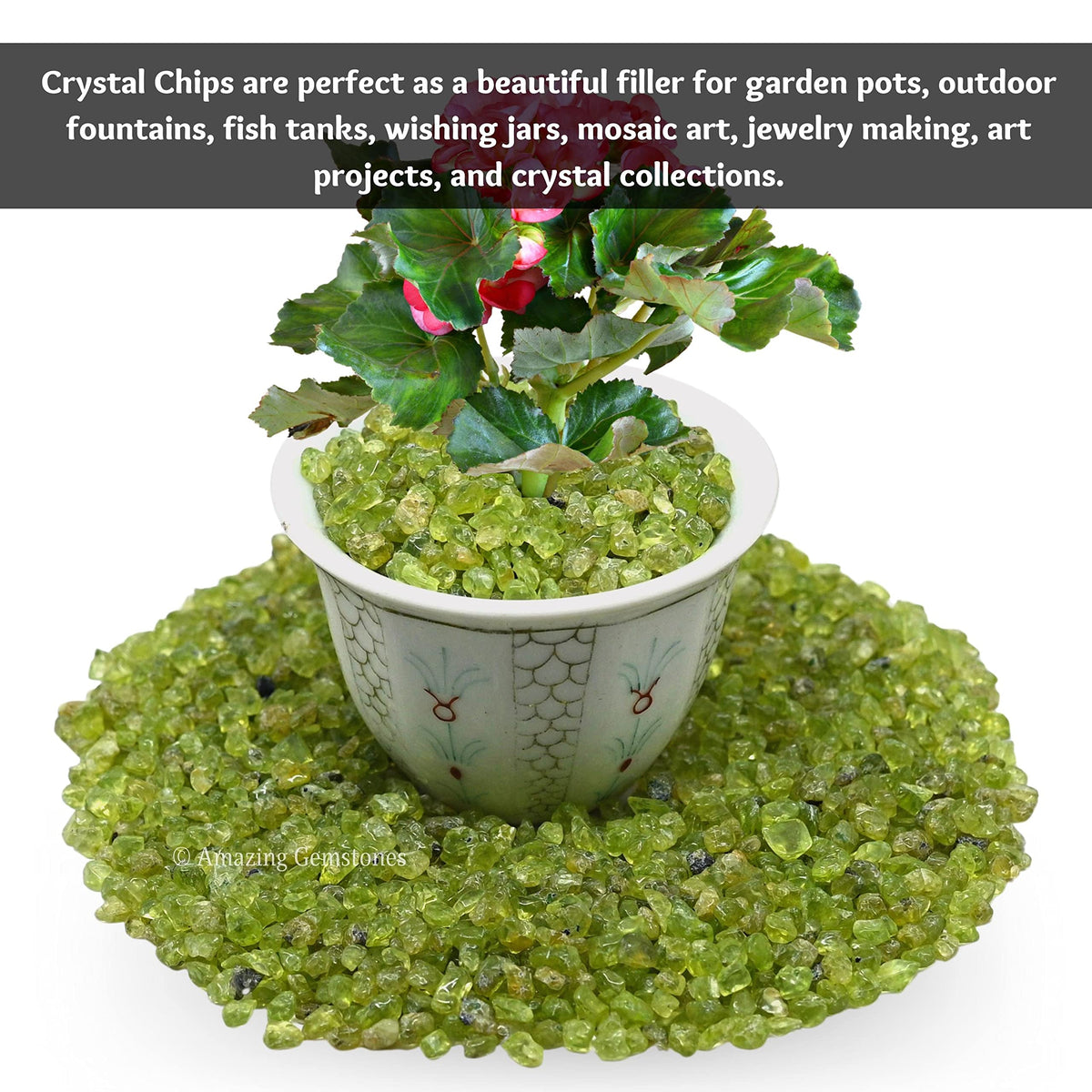 Amazing Gemstone Peridot Crystal Chips & Tiny Crystals - Aquarium Gravel Rocks for Fish Tank Decoration (Natural AAA Grade Gemstones)