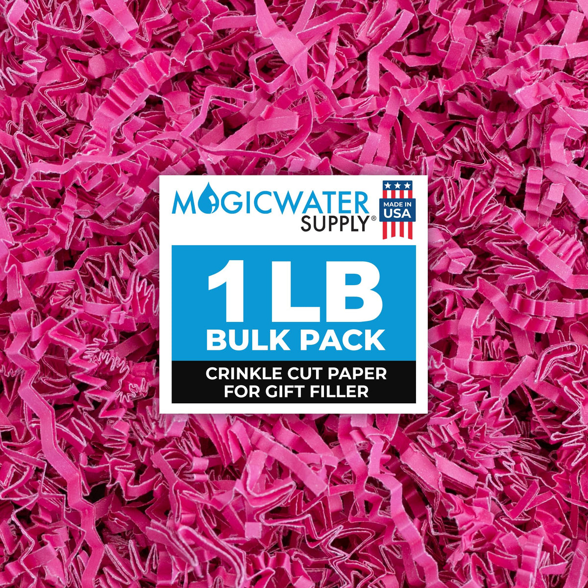 MagicWater Crinkle Cut Paper for Gift Baskets - 1LB - Pink - Perfect for Shredded Paper Filler, Basket Filler, Gift Boxes, Bridesmaid Gifts, Halloween Stuffers & More – Ideal for All Occasions