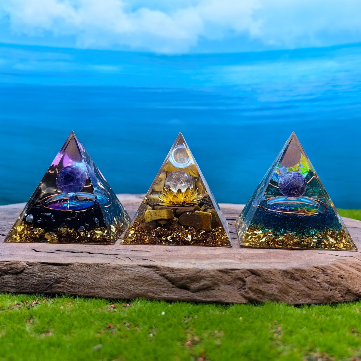 Healing Crystals Orgone Pyramid for Positive Energy, Stress Reduction, and Attracting Wealth and Luck Reduce Stress and Promote Healing with this Crystal Pyramid Home Decor (NO5,6cm)