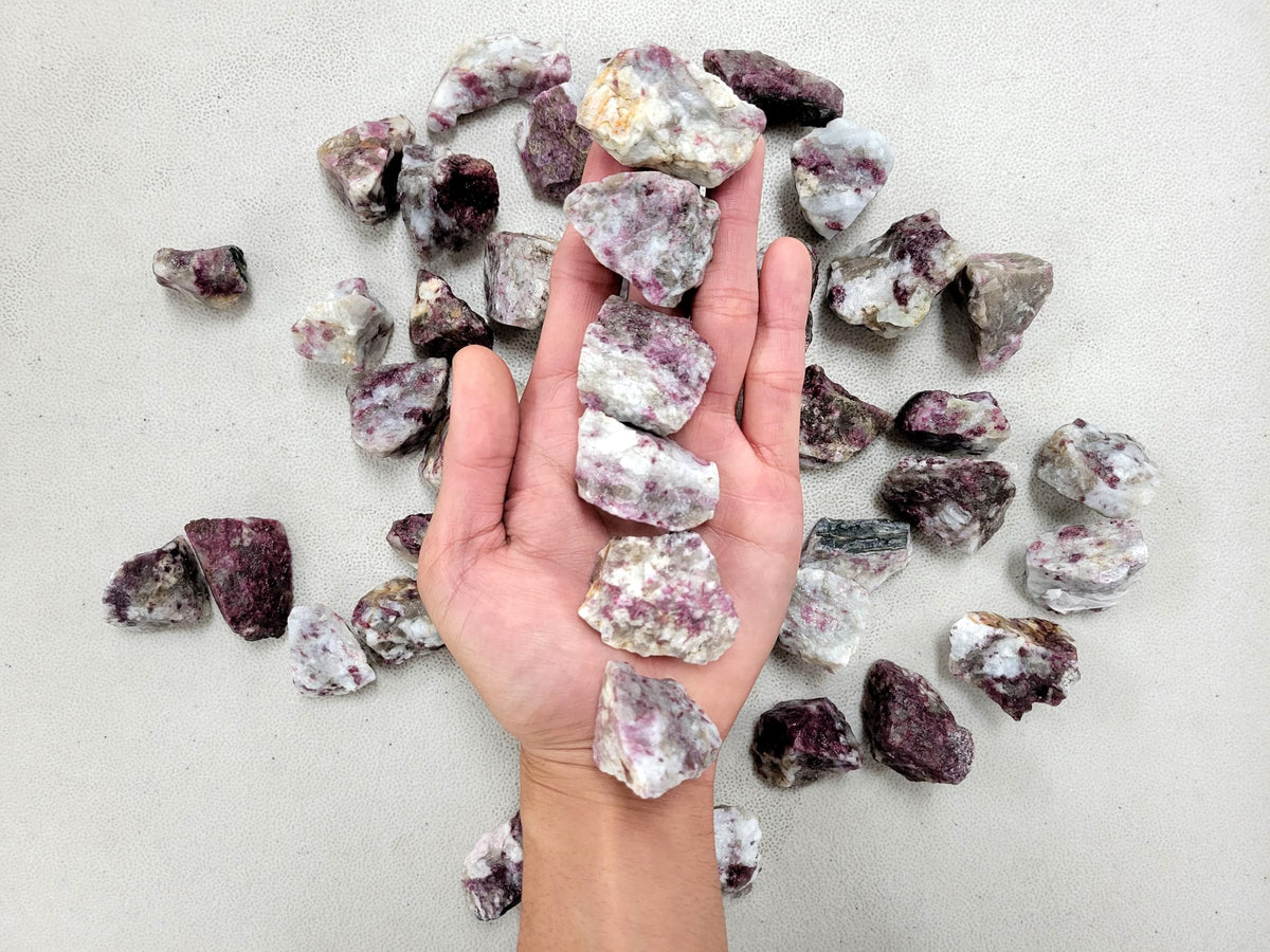 Half Pound Rubellite Tourmaline - Bulk Pink Tourmaline Rough Stones - Raw Natural Stones & Crystals - Fountain Rocks for Tumbling, Polishing, Wire Wrapping, Reiki, Chakra Crystal Healing
