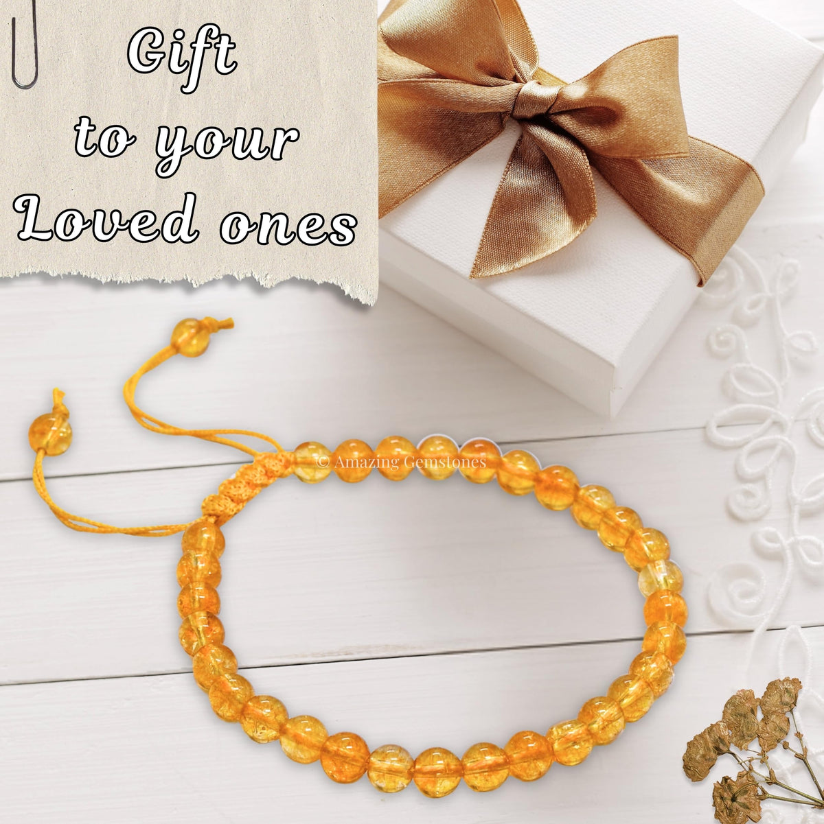 Amazing Gemstone Citrine Onyx Bracelet, Gifts For Men & Women - Protection Healing Crystal Bracelet - 6mm Gemstone Beaded Adjustable Bracelet, Pulseras Para Hombres Mujer Stocking Stuffers
