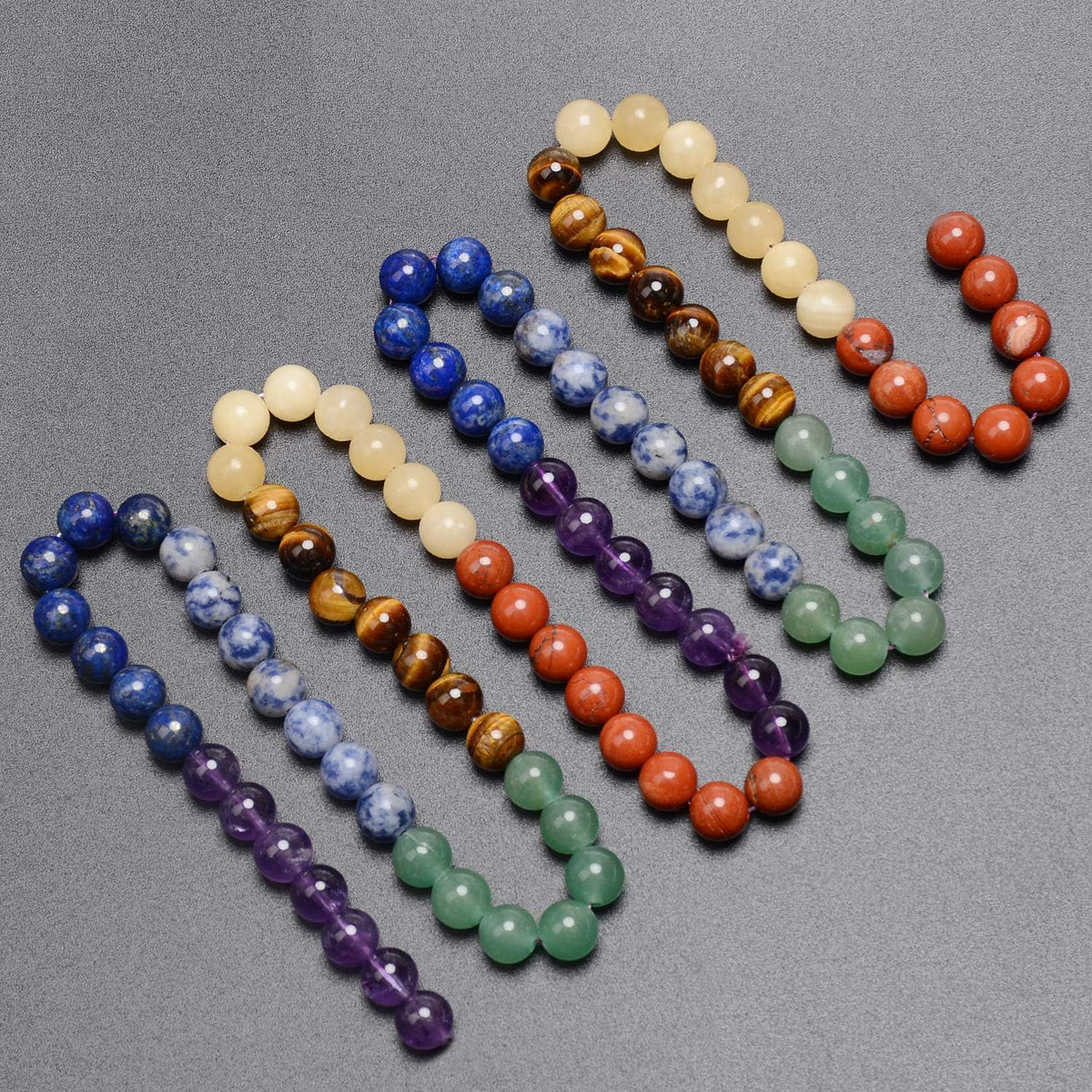 HAAMIIQII 60pcs 6mm 7 Chakra Natural Stone Beads Polished Round Loose Gemstone Beads for Jewelry Making Strand 15 Inch