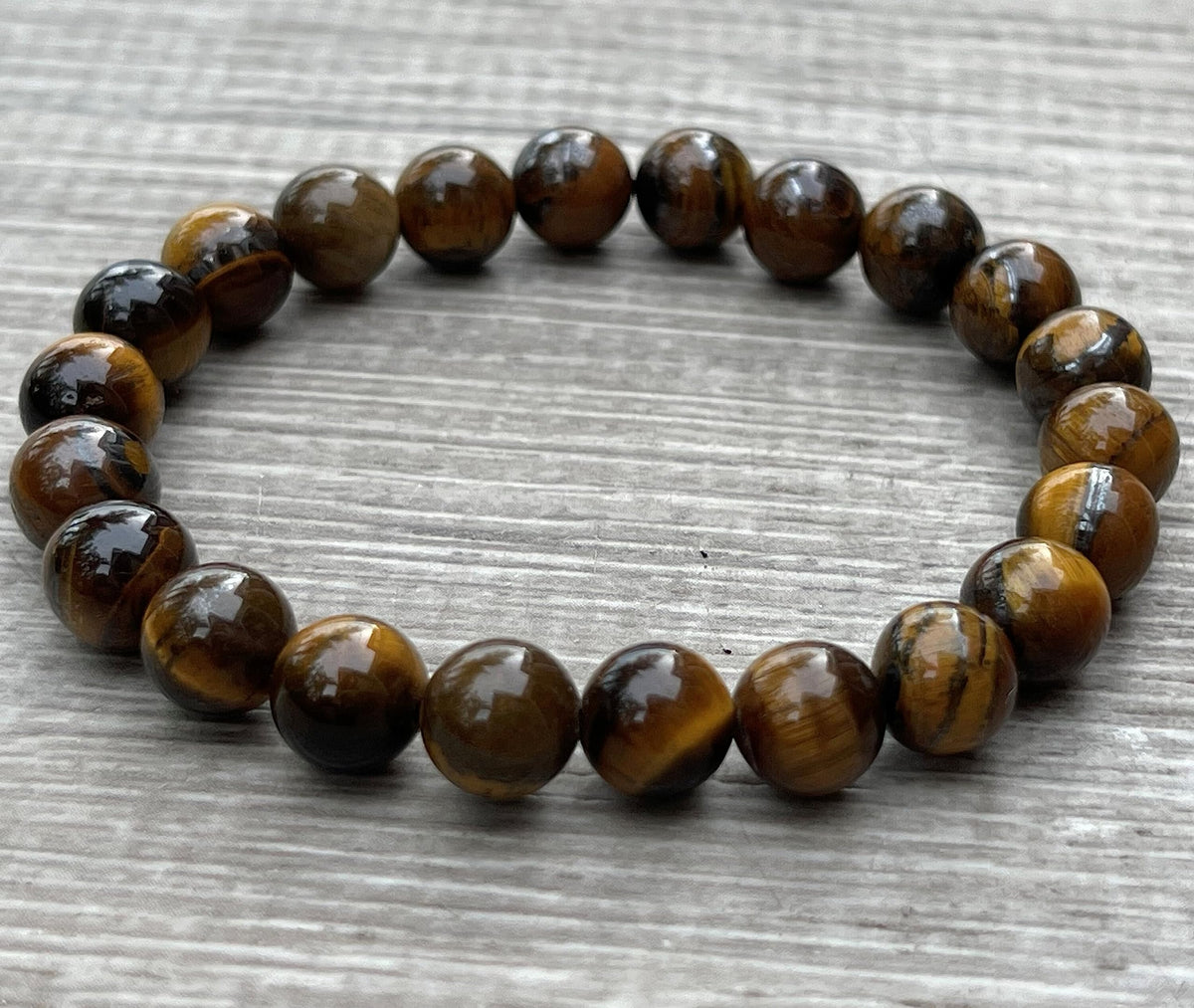 GAF TREASURES Tiger Eye Crystal Bead Bracelet 8mm, Genuine Tiger Eye Stretch Gemstone Bracelet, Healing Crystal Bracelet, Gift for Men & Women (1)