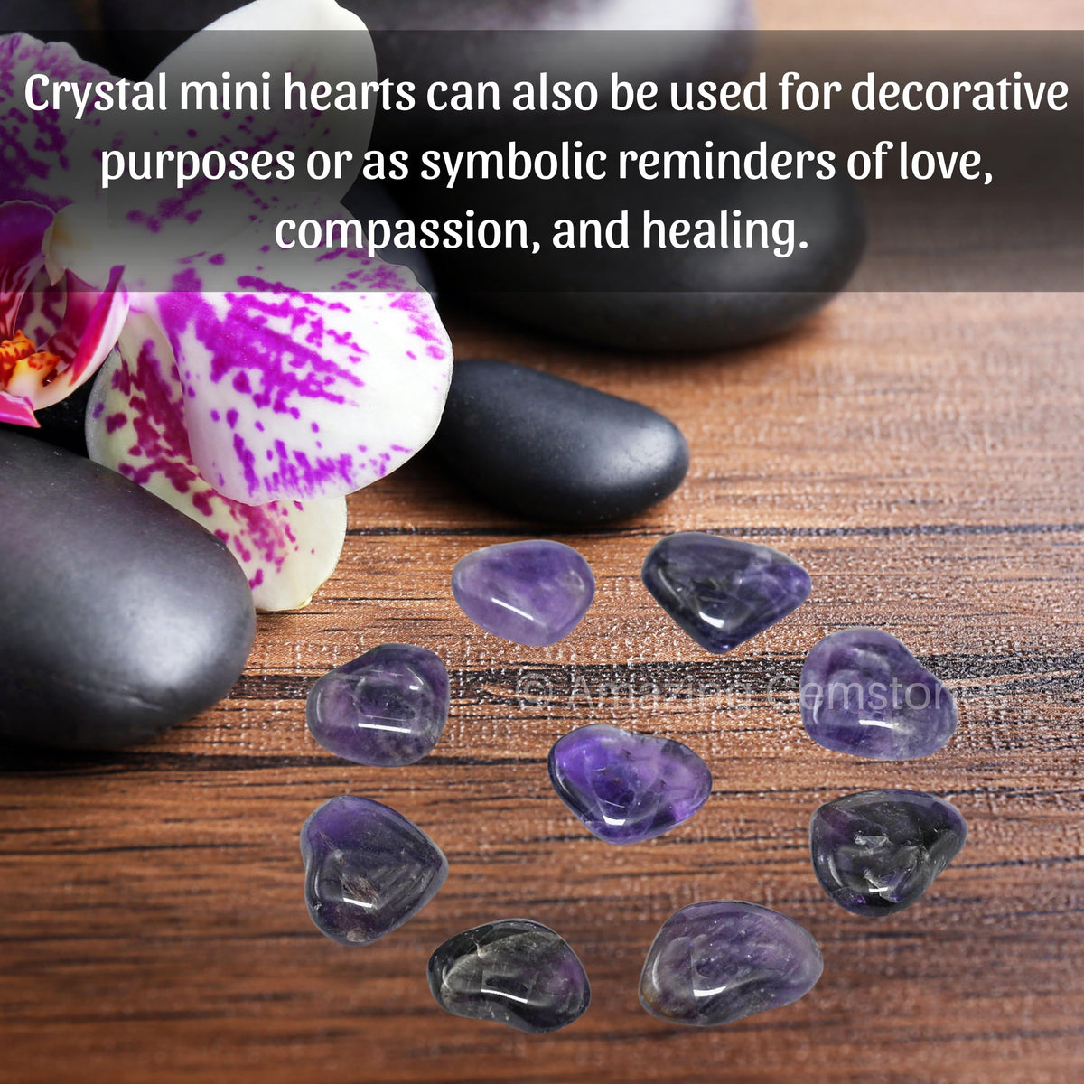 Amazing Gemstone Amethyst Stone Heart - Pack of 10 Crystal Heart Stones Rocks - Corazones De Piedra Crystals and Healing Stones Heart Shaped Crystal - Stocking Stuffers Gifts