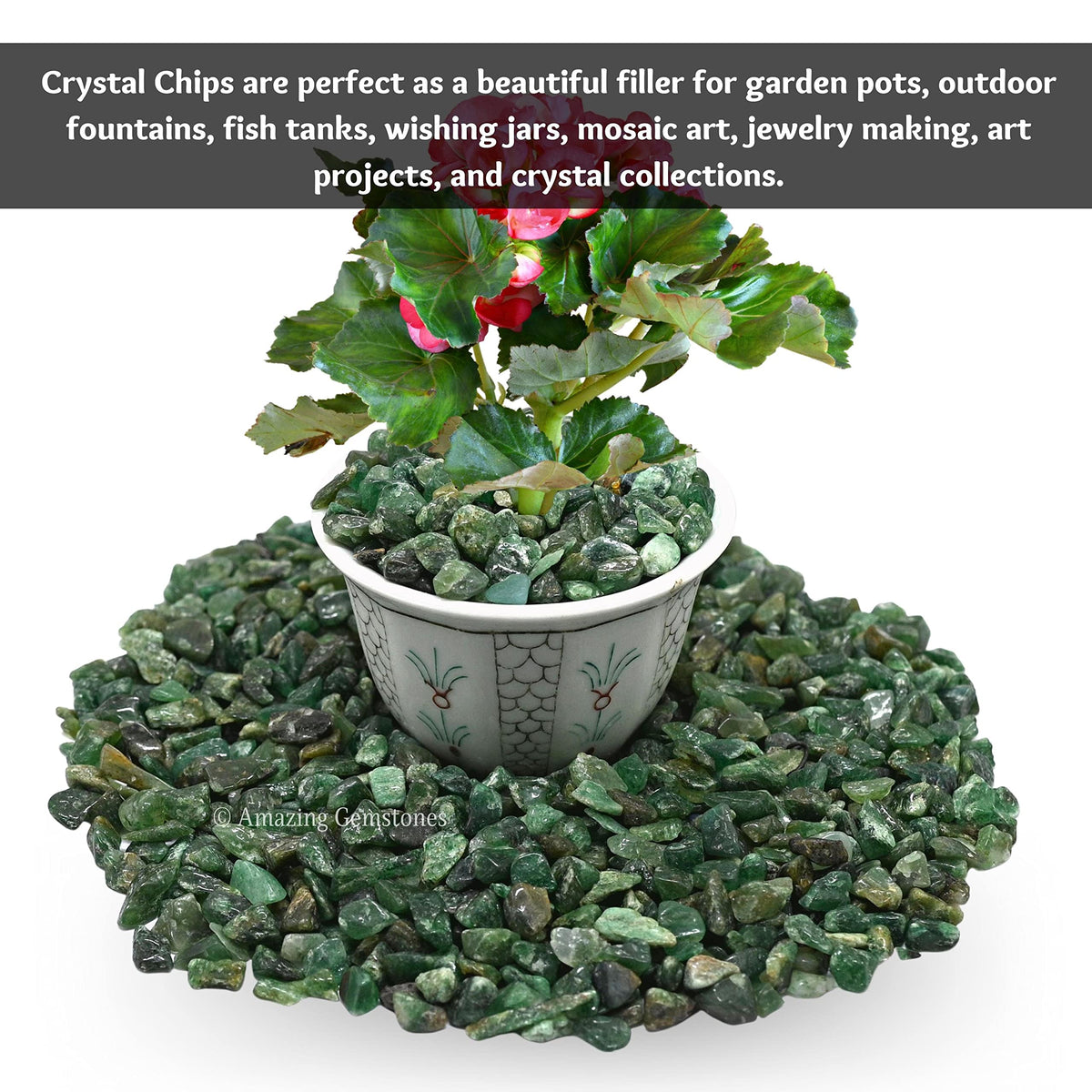 Green Aventurine Crystal Chips Aquarium Gravel Rocks - Green Aventurine Chips Bulk Fish Tank Gravel, Small Tumbled Stone Chips and Tiny Crystals for Decoration (Natural AAA Grade Gemstones)